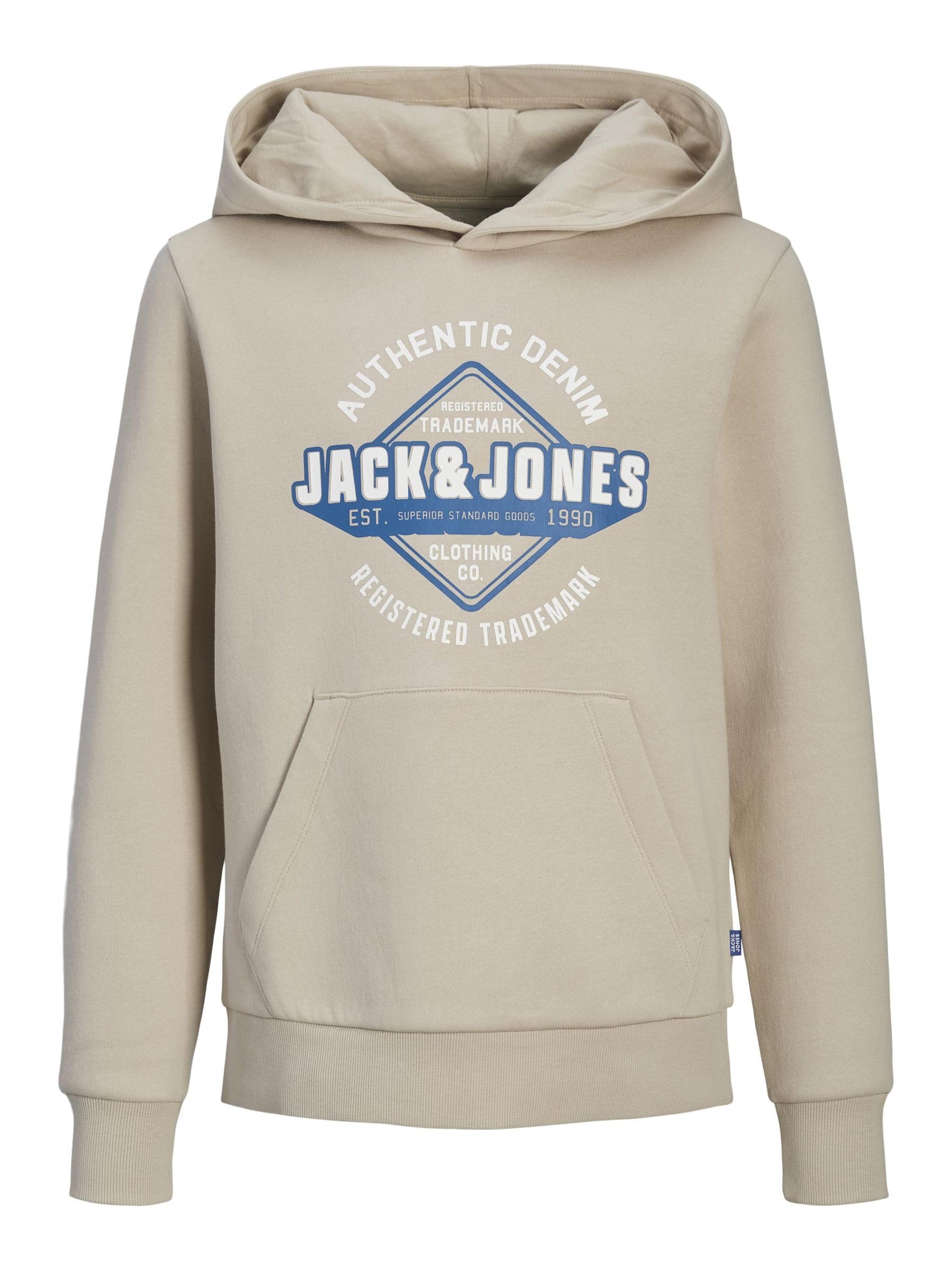 Jack And Jones Boys Beige Logo Hoodie in Size 11 - 12 Years, Sports Direct