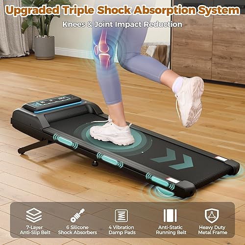 Miniatura 8 de Caminadora con 12% de inclinación automática, altavoz Bluetooth con aplicación de 450 libras de capacidad de 3.5 HP, caminadora portátil compacta