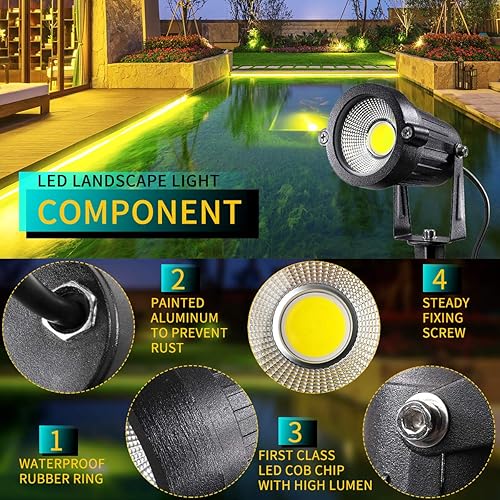 Miniatura 9 de LEACOCO Luces LED de paisaje, 5 W 120 V CA para caminos al aire libre, jardín patio, luz de inundación impermeable IP65, foco al aire libre con