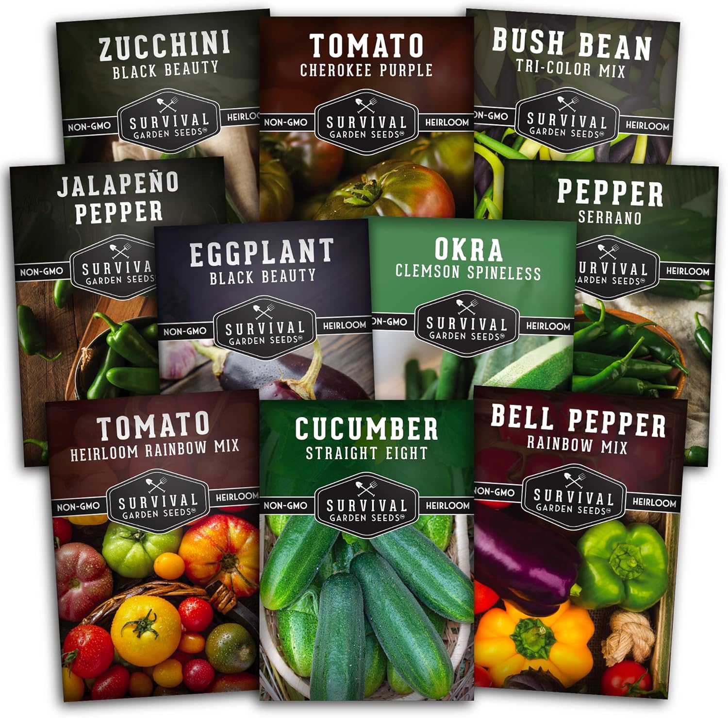 Summer Vegetable Seed Collection 10 Packs of NonGMO Heirloom OpenPollinated Hot
