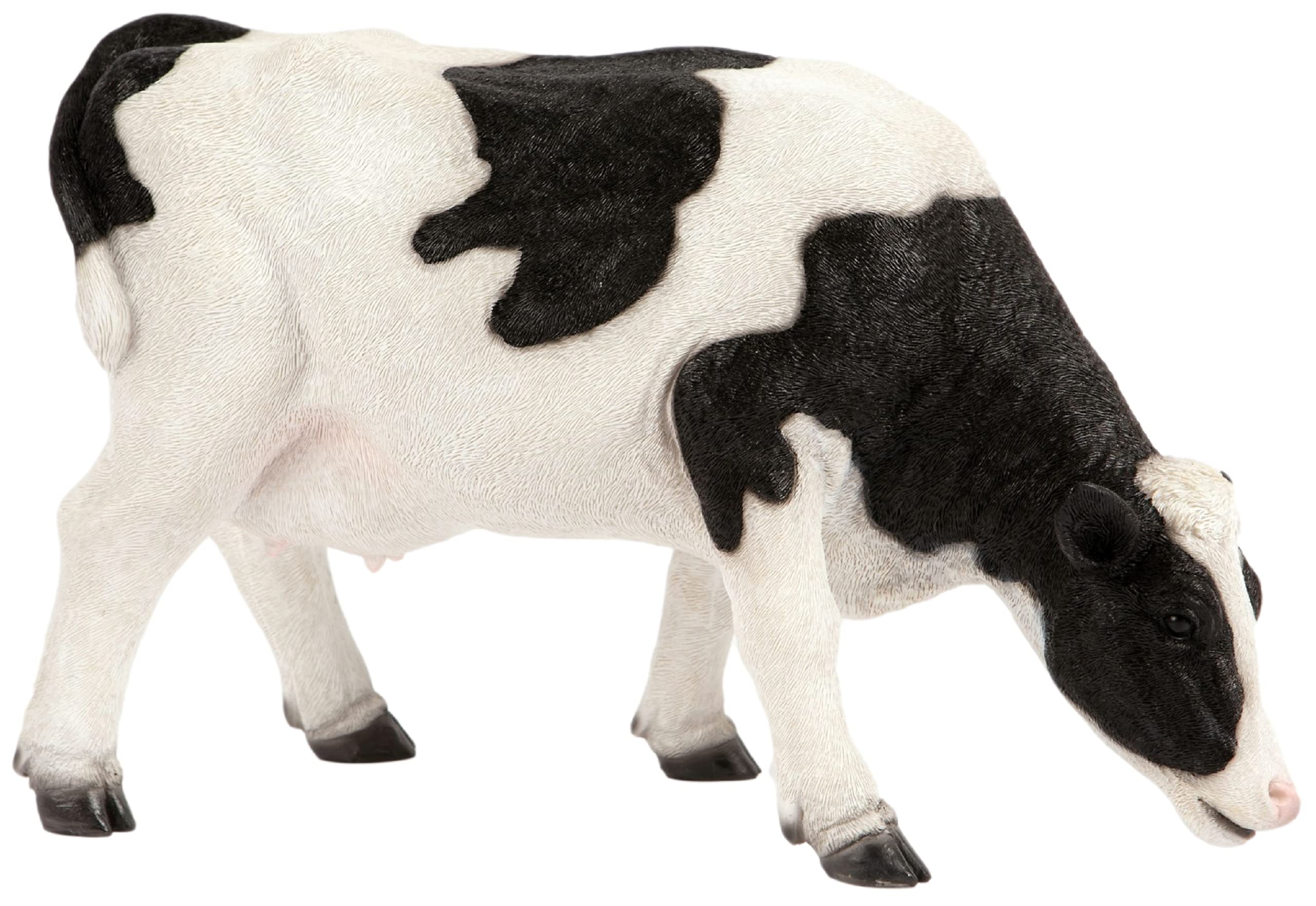 Redwood Grazing Cow Garden Ornament Home Decor Resin Lifelike Figurine Statue Frostproof Black & White XXl 37x24cm