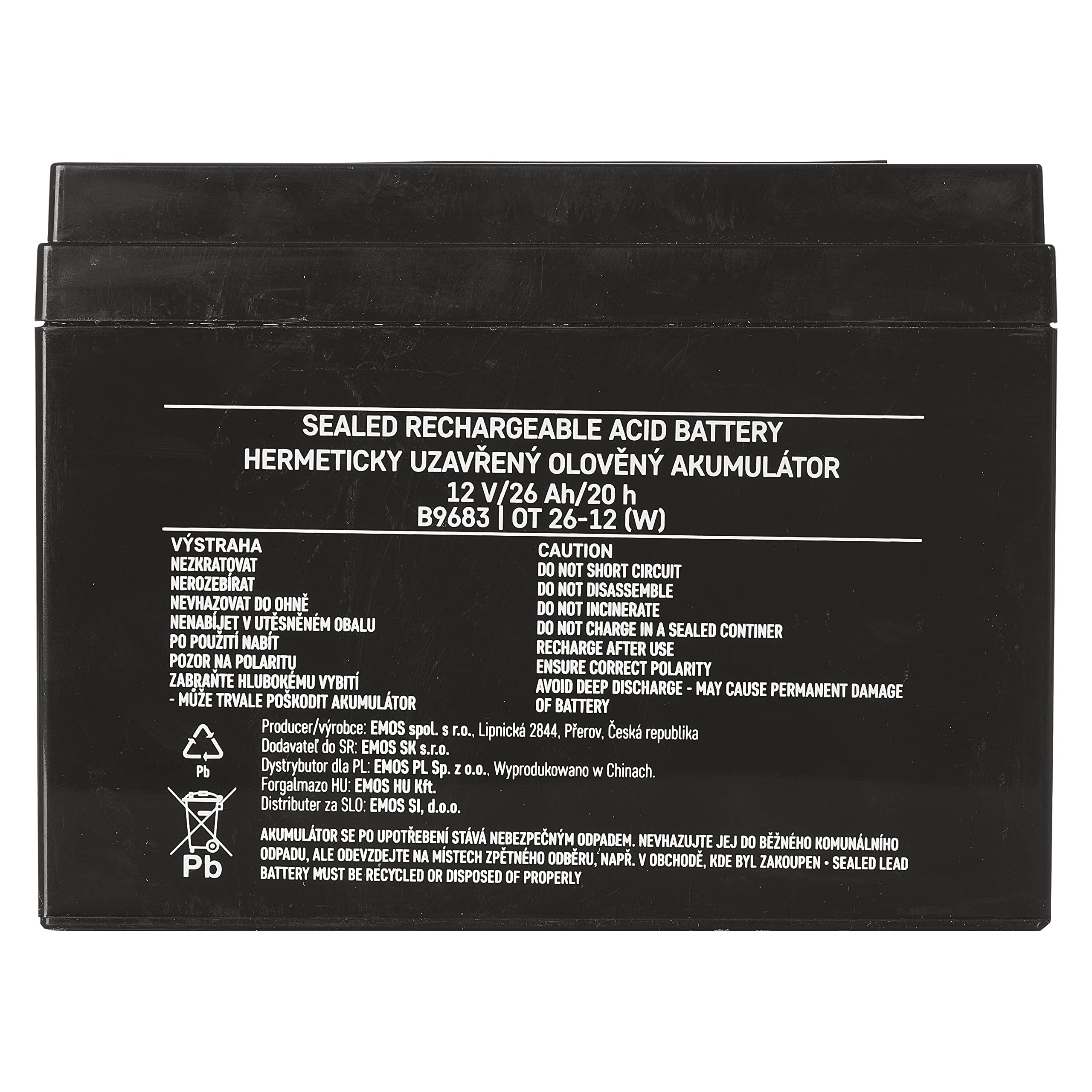 Emos acumulador sin mantenimiento de plomo 12 V, 26 Ah L2, 1 pieza, b9683