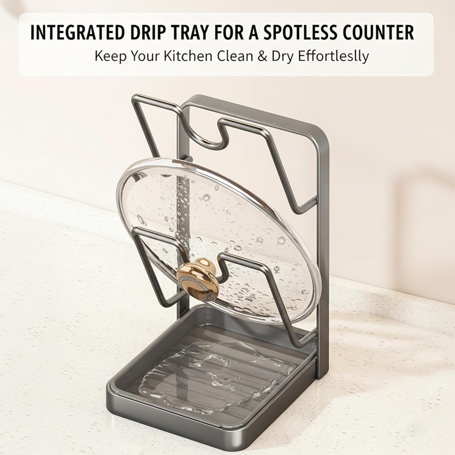 2026 Upgraded Kitchen Pot Lid Storage Rack, Multifunctional Pot Lid Organizer Rack, Lid Holder While Cooking, Lid And Spoon Rest, Thickened Carbon Steel Material (Double Layer-Gray) - Image 7