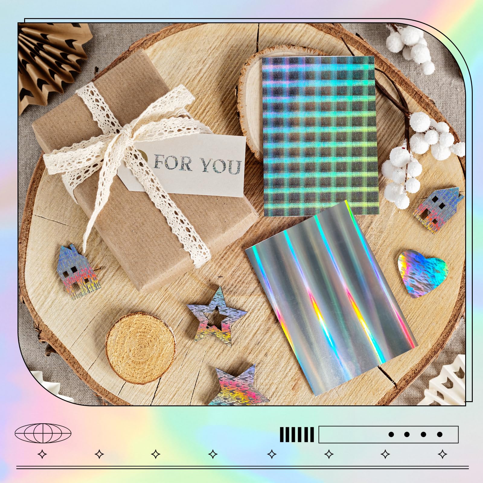24 arkusze kartonu holograficznego, 21,5 x 28 cm, 250 g/m², 6 mieszanych stylów, metaliczny karton, błyszczący, opalizujący papier lustrzany, gruba folia do scrapbookingu, tworzenia kart, rękodzieła