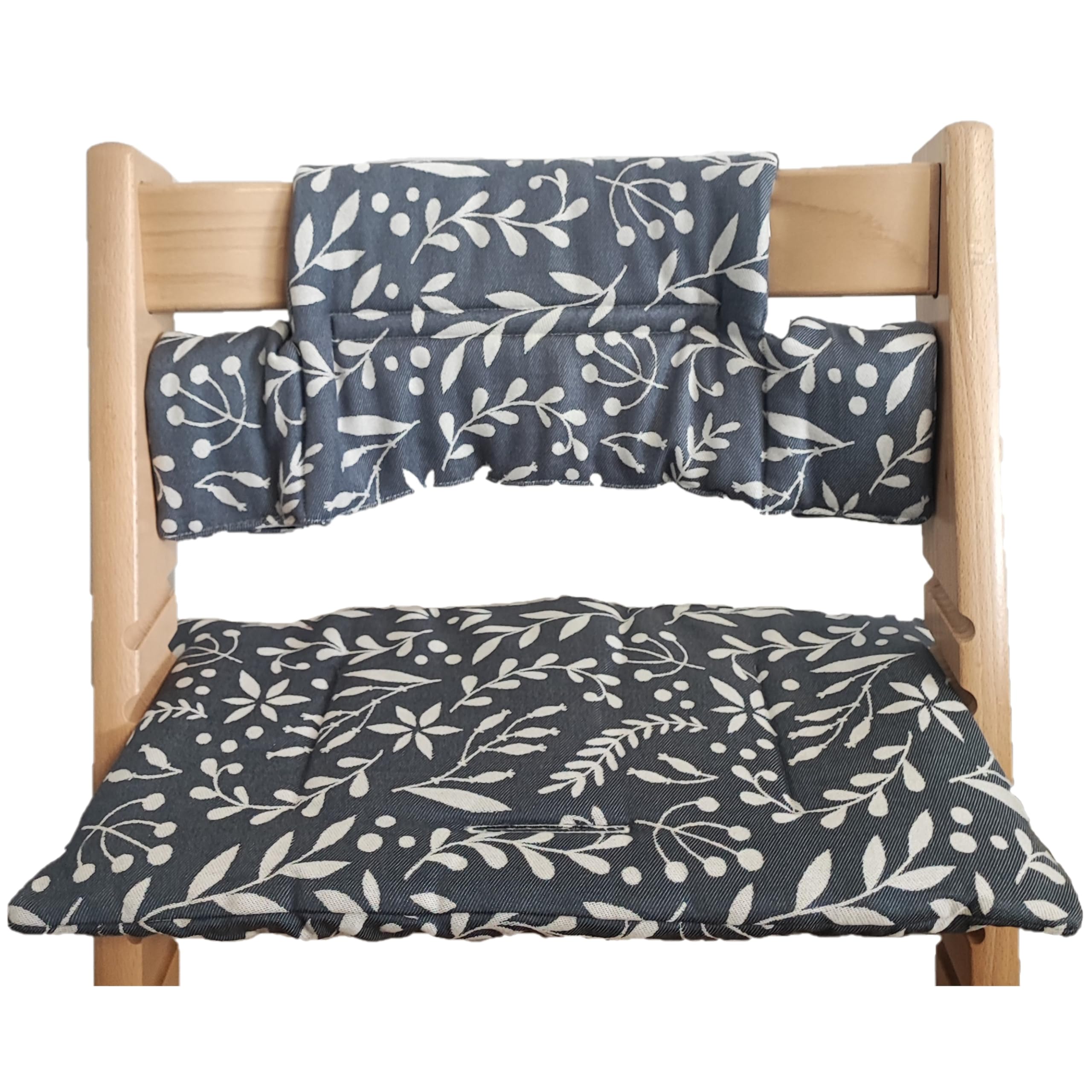 Kadem® Sitzkissen 100% Bio Baumwolle | Classic Kissen Sitzbezug Hochstuhlauflage | 2-teilig passend für Stokke Tripp Trapp Kinderhochstuhl | maschinenwaschbar einfache schnelle Befestigung | Lunaria