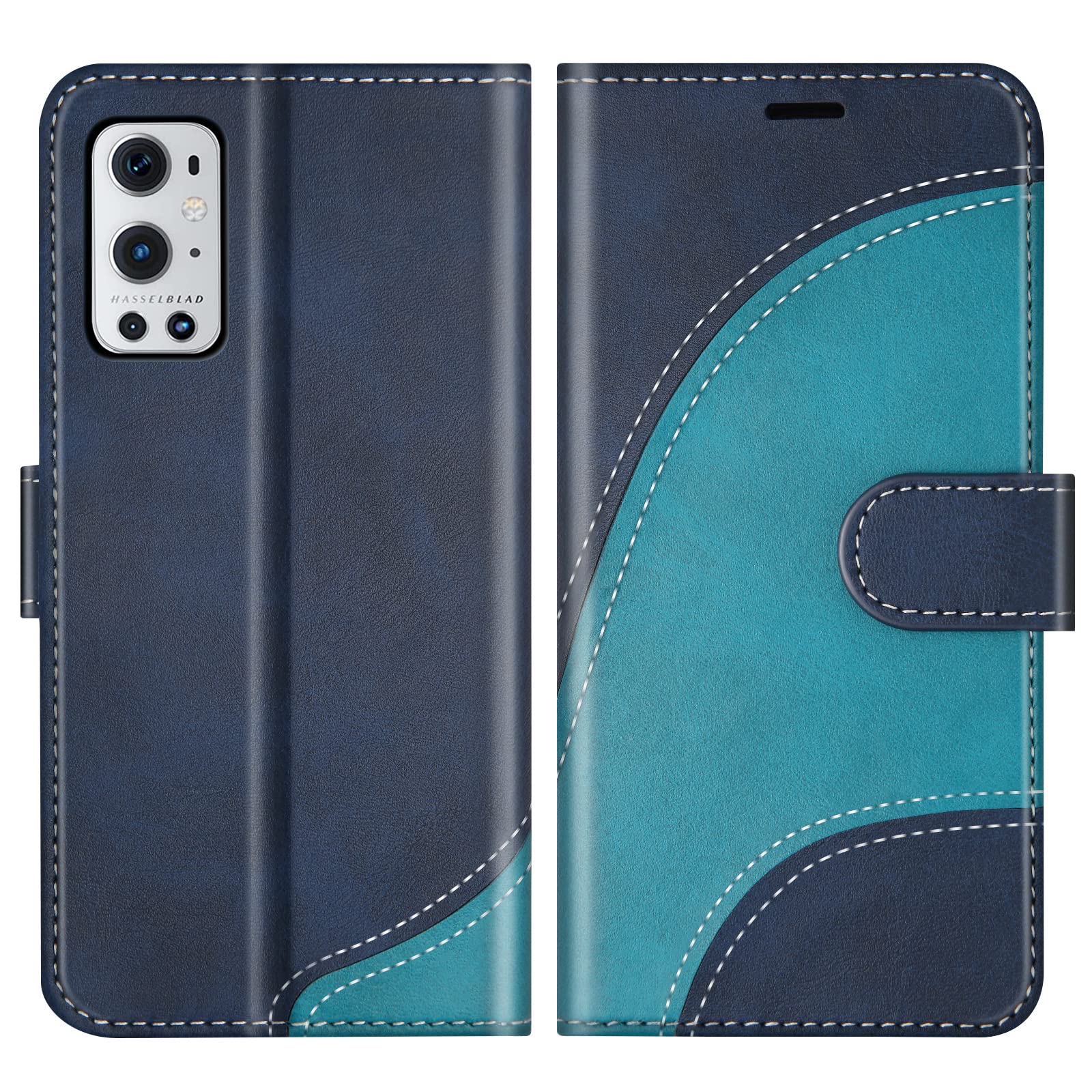 AKABEILA Leder-Hülle Für OnePlus 9 Pro | Flip Case Mit Magnetverschluss, Kartenfach & Standfunktion