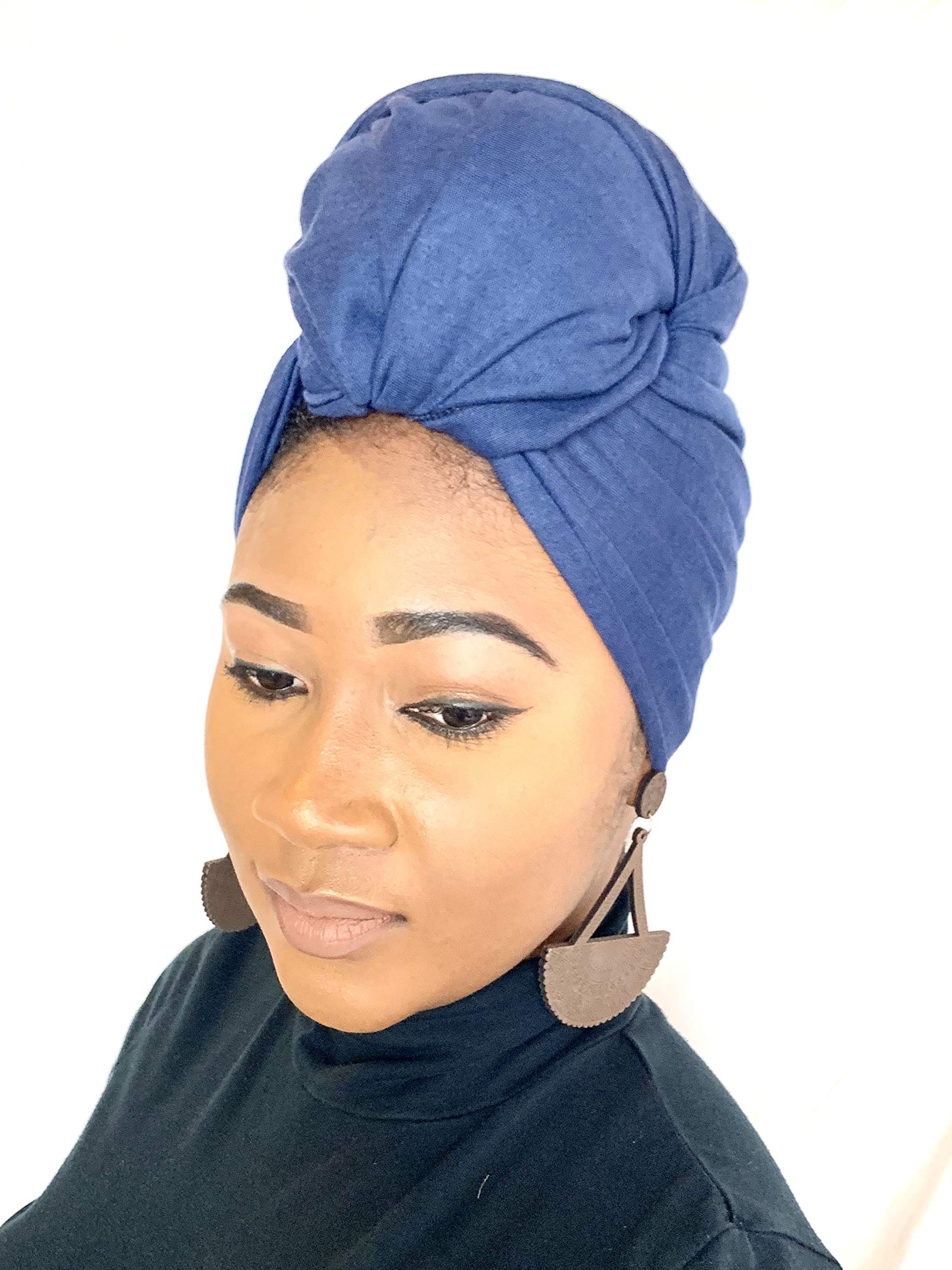 Tongu Collections Fatimah Headwrap for Women - Chemo Headwrap - African Headwrap (Navy Blue)