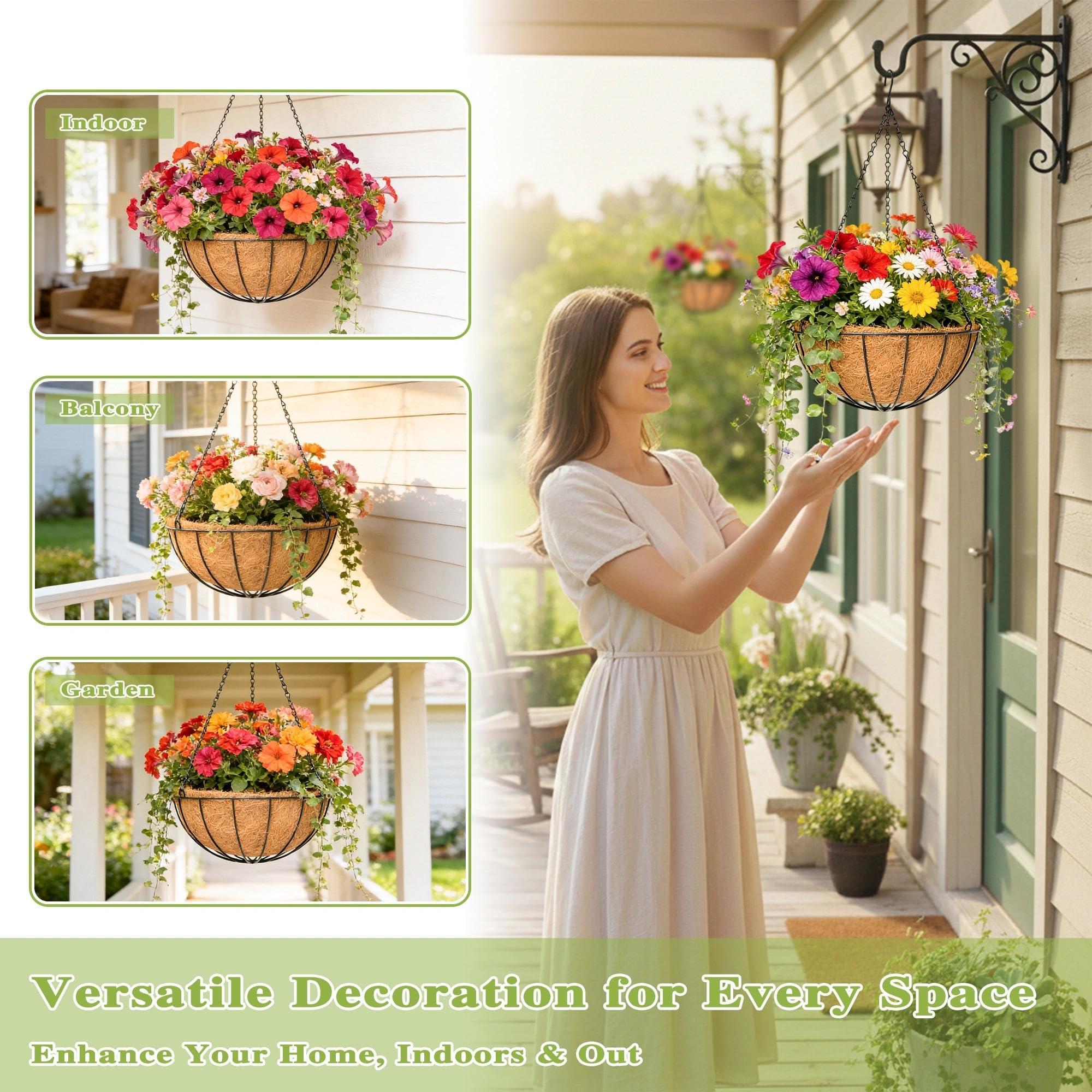 Amazon.co.jp: Qusuxi 4パック 12インチ 植物用ハンギングバスケット