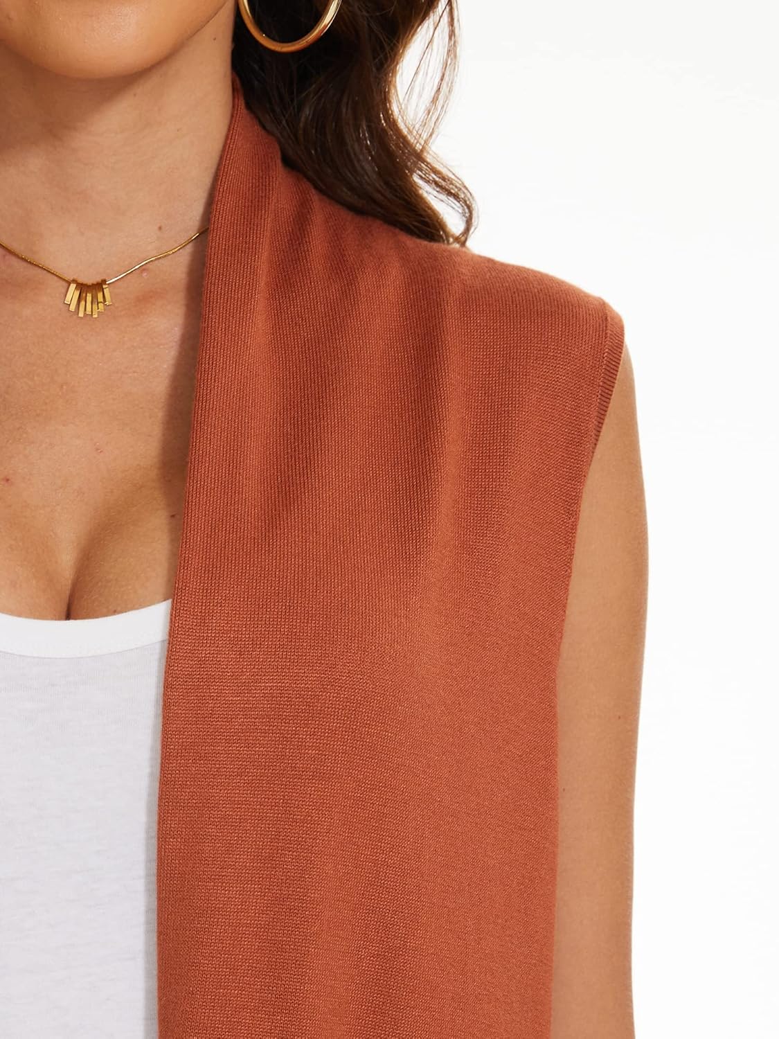 INKOFF Women's Long Knit Cardigan Vest Sleeveless Sweater Pockets Open Front Draped Duster Vest Casual - Image 6