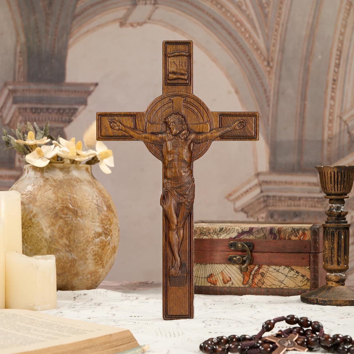 9.84in Catholic Crucifix Wall Cross Jesus Handmade Christmas Faith Gift