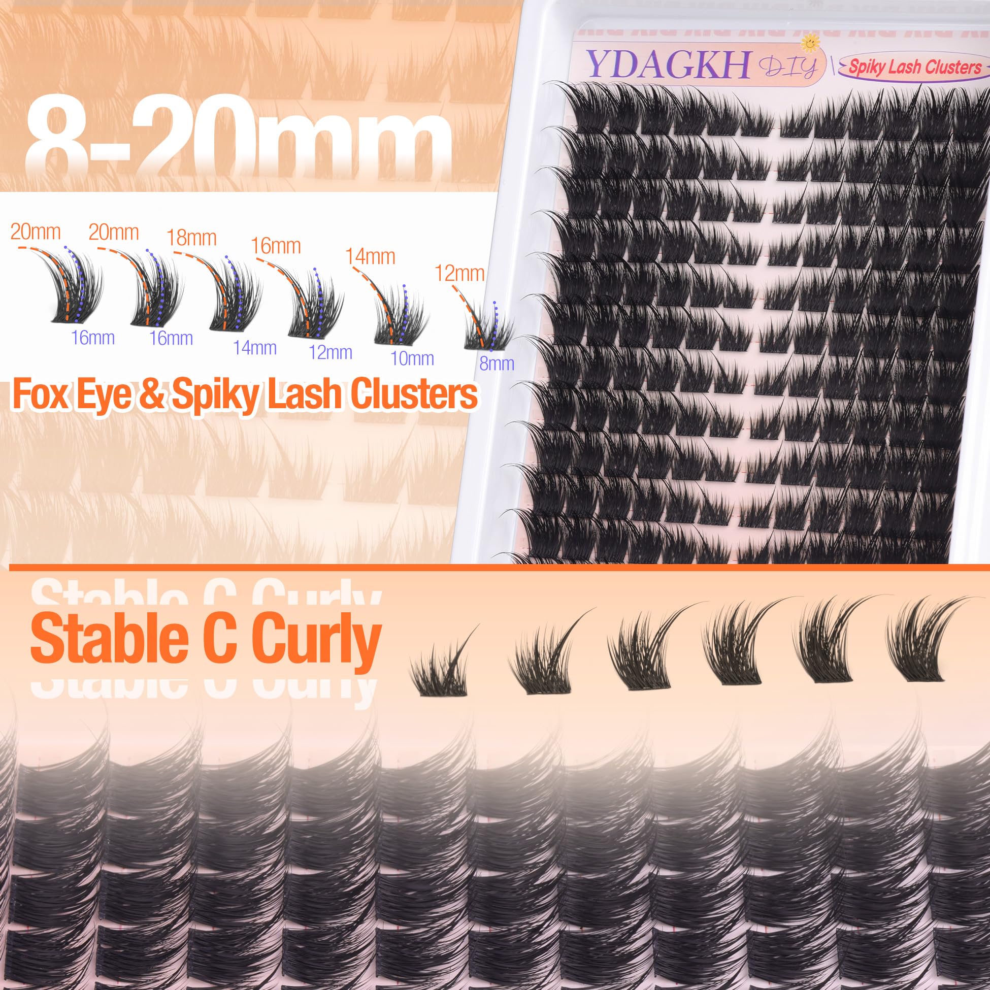 Fairy Lash Clusters kocie oko klaster przedłużanie rzęs naturalne klastry rzęs kolczasta manga wispy klaster rzęsy lis oko 8-20 mm DIY indywidualne przedłużanie rzęs 144 szt. od YDAGKH