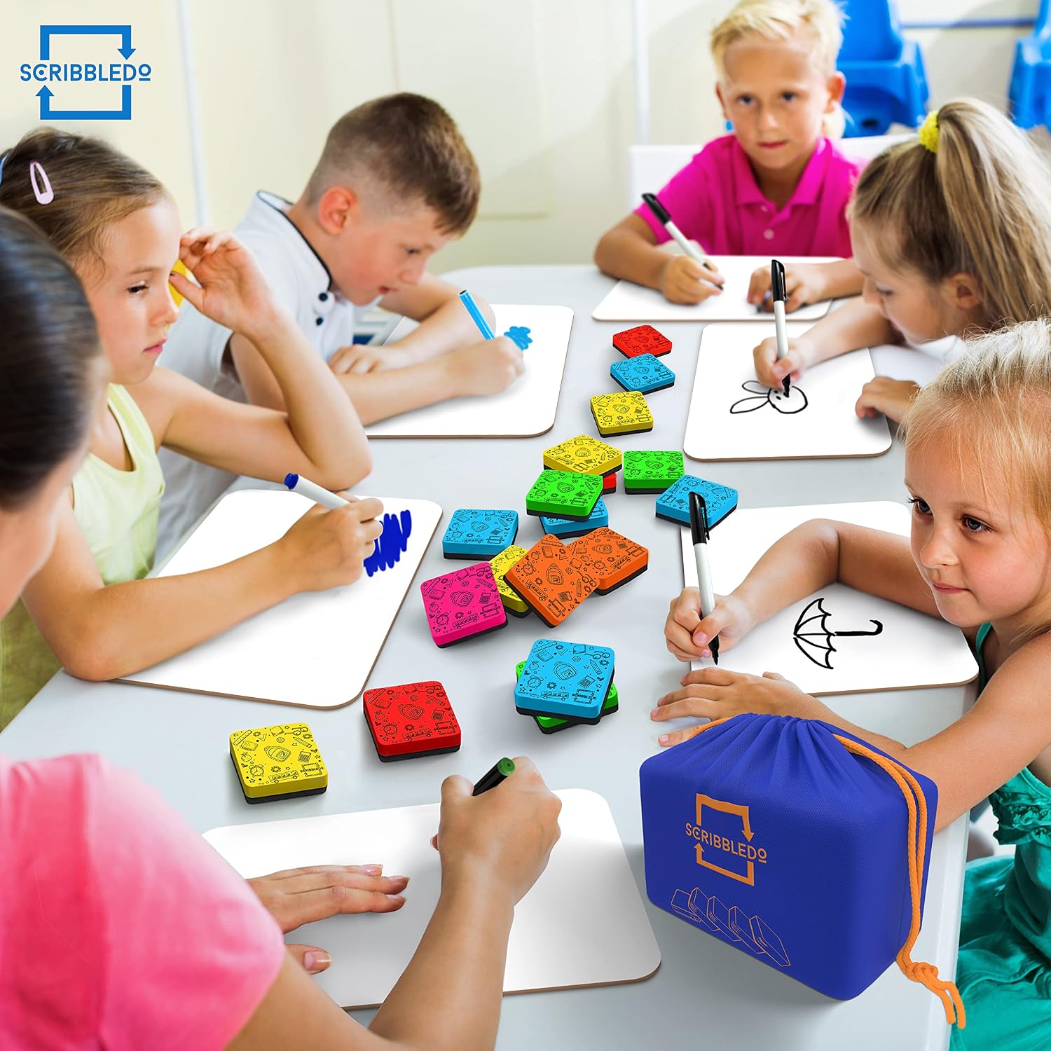 30 Pack Dry Erase Erasers Assorted Colors Magnetic Whiteboard Erasers for Kids and Students - Smudge Free Small Dry Erase Board Erasers for Classroom Home, School and Office