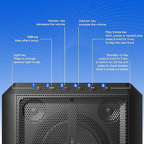Miniatura 4 de Philips Altavoz Bluetooth X4207 para fiesta, altavoz inalámbrico de 100 W con sonido potente y graves profundos, compatible con USBAUXTWS, entrada