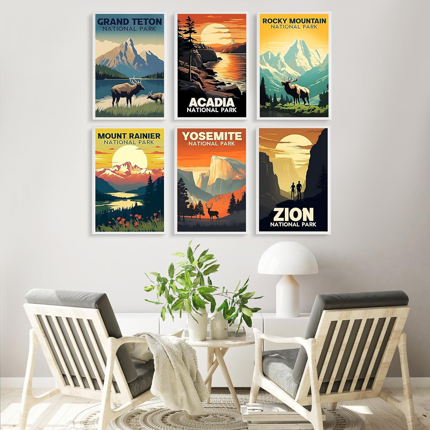 Fountor 6 Pack Paint by Numbers Kit for Adults Beginner, National Park Adult Paint by Number Kits on Canvas Without Frame, Landscape Oil Painting by Numbers for Home Decor Gift 8” W x 12”L
