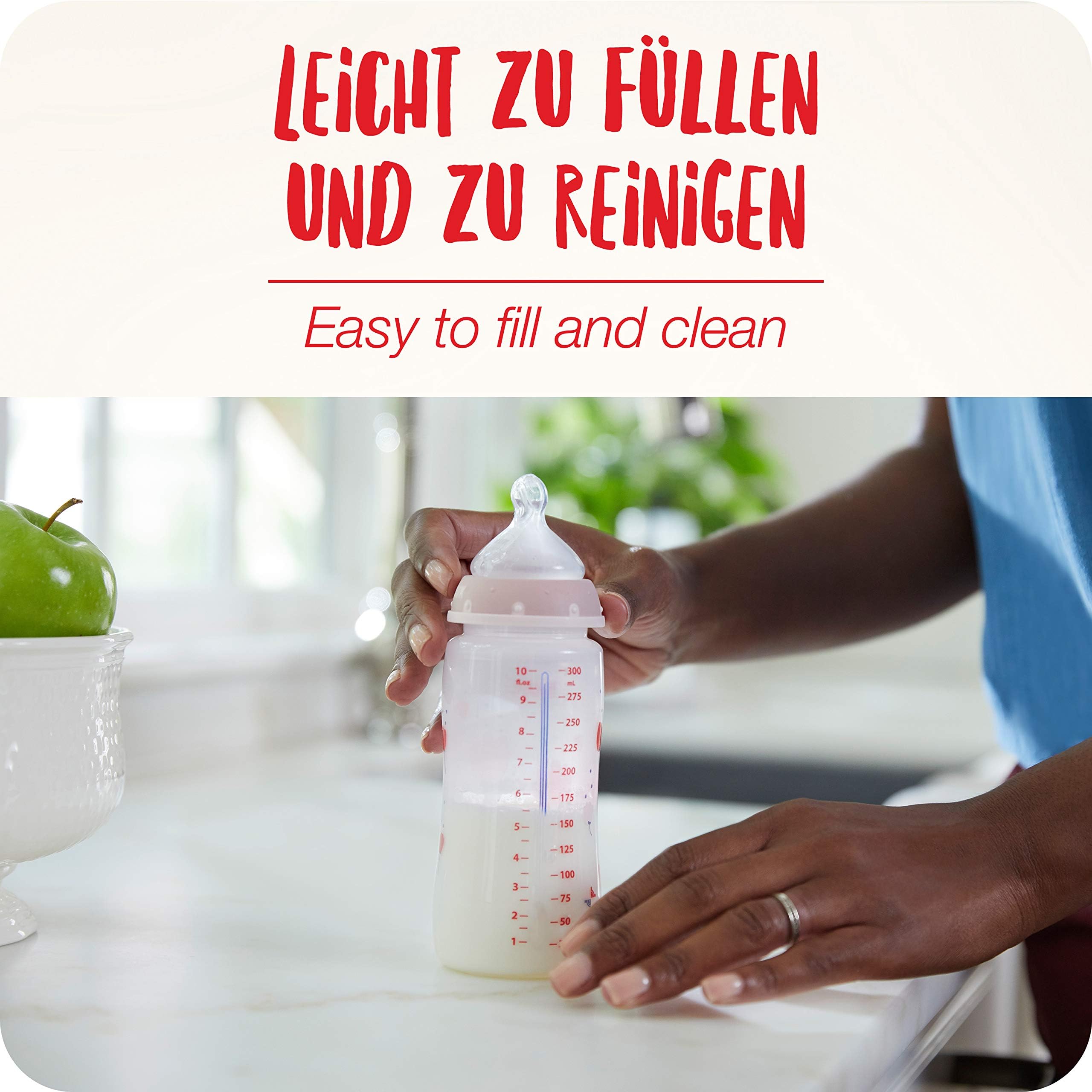 NUK First Choice+ Babyflaschen Starter Set aus Glas und Silikon | 0–6 Monate | 4 Flaschen mit Temperature Control & Flaschenbox | Anti-Colic Air System | BPA-frei | 5-teilig
