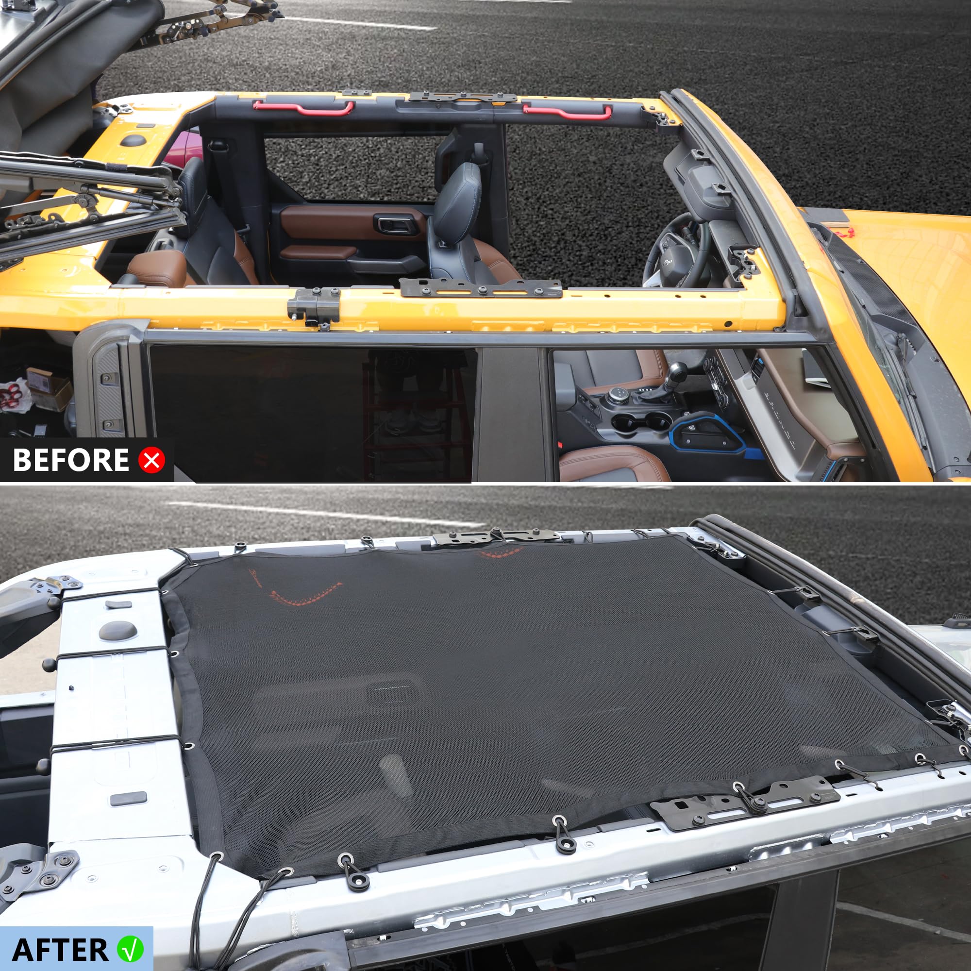 Bimini Top JAKISIMA Sun Shade For Ford Bronco 4 Door - Mesh Cover For ...