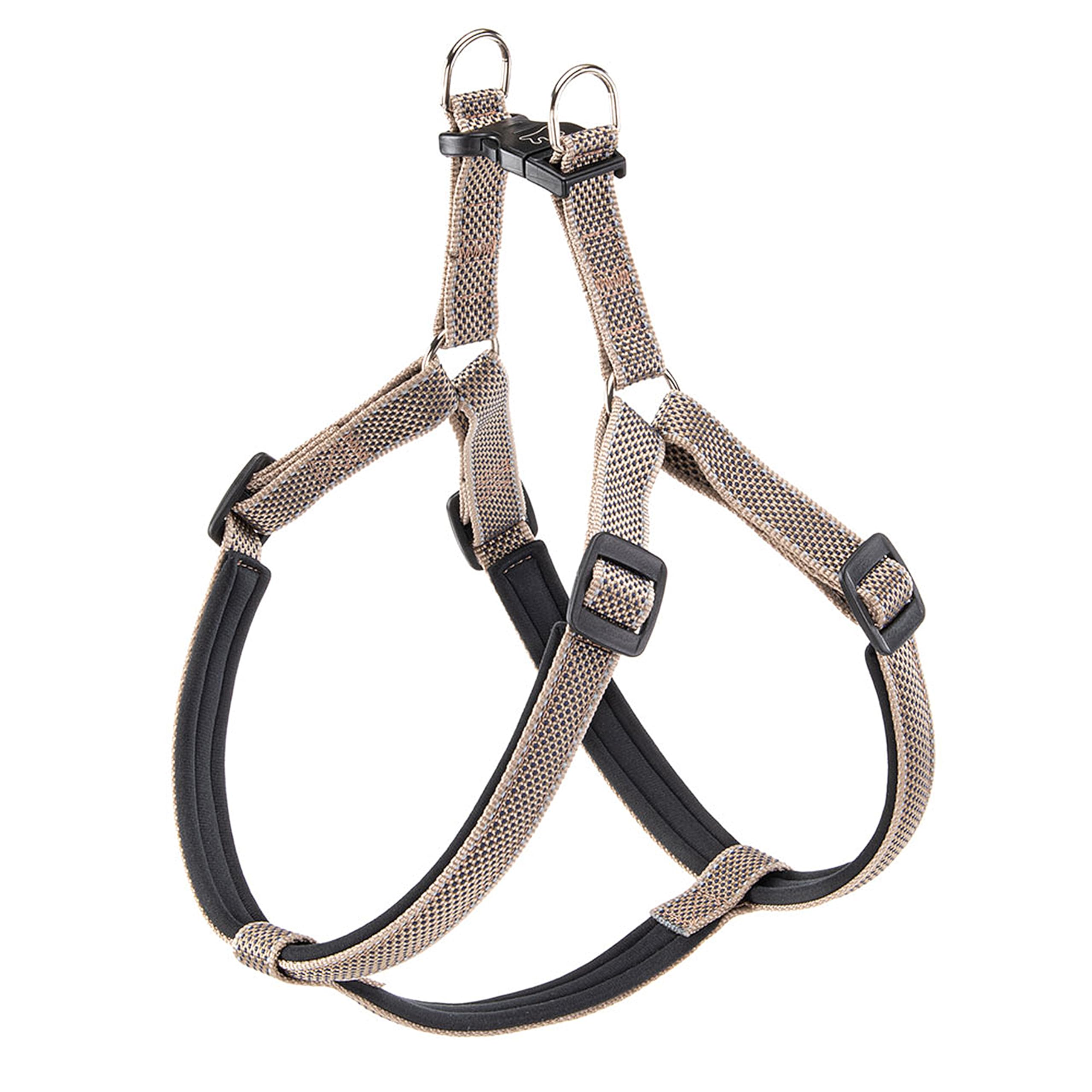 Ferplast Dog Harness DAYTONA DELUXE, Nylon Dog Harness Large Size, Padded, Adjustable, Reflective. Brown-Black
