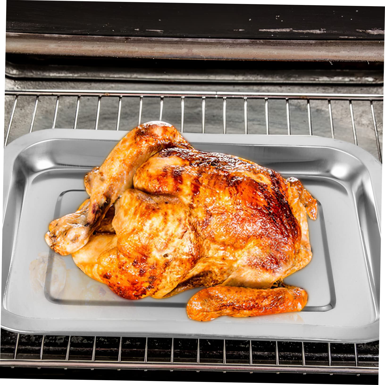 10 Stück Silberne Backbleche aus 201 Edelstahl Antihaftbeschichtet und Wiederverwendbar 0,6mm für Backofen Grill und Picknick
