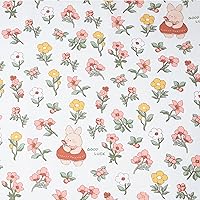 Vista 4 de Hanjunzhao Paquete de 10 piezas de tela de algodón con estampado floral de 18 x 22 pulgadas, cuadrados de tela acolchada precortados para coser