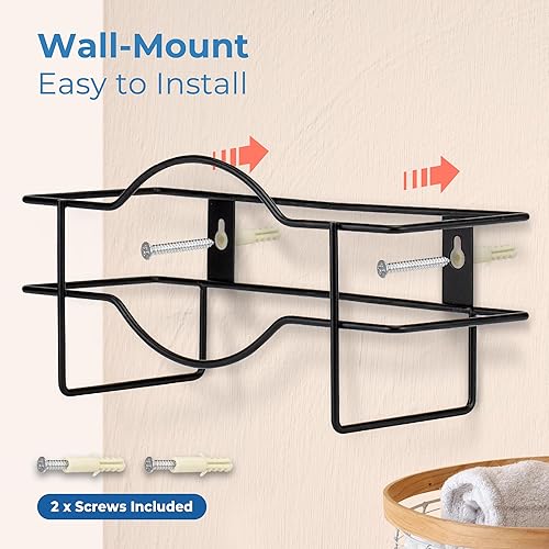 Vista 18 de FMP Brands Double Glove Holder for Wall Mount, Wire Rack Disposable Napkin Gloves Box Holder, Black Durable Metal Organizer Dispenser for Food