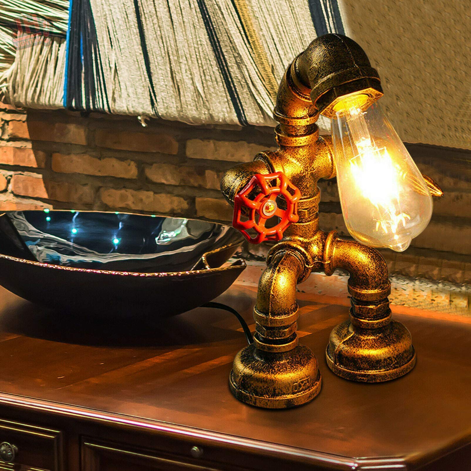Black Vintage Industrial Retro Style Steel Pipe Desk Table Lamp