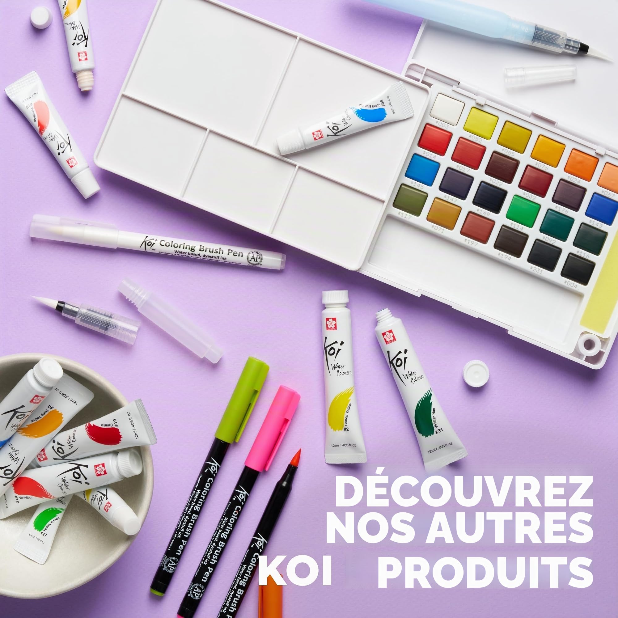 SAKURA OF AMERICA KOI Boîte de 72 aquarelles avec pinceaux, couleurs assorties, taille unique