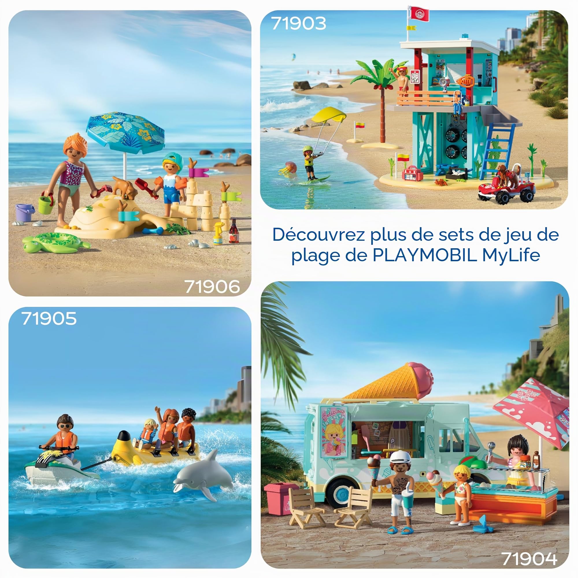 Playmobil | Vacation on The Beach | Ice Cream Truck avec Surfshop | Jouets à partir de 4 Ans | Cadeau pour Enfants | Encourage la créativité | Aventure à la Plage avec Figurines & véhicule | 71904