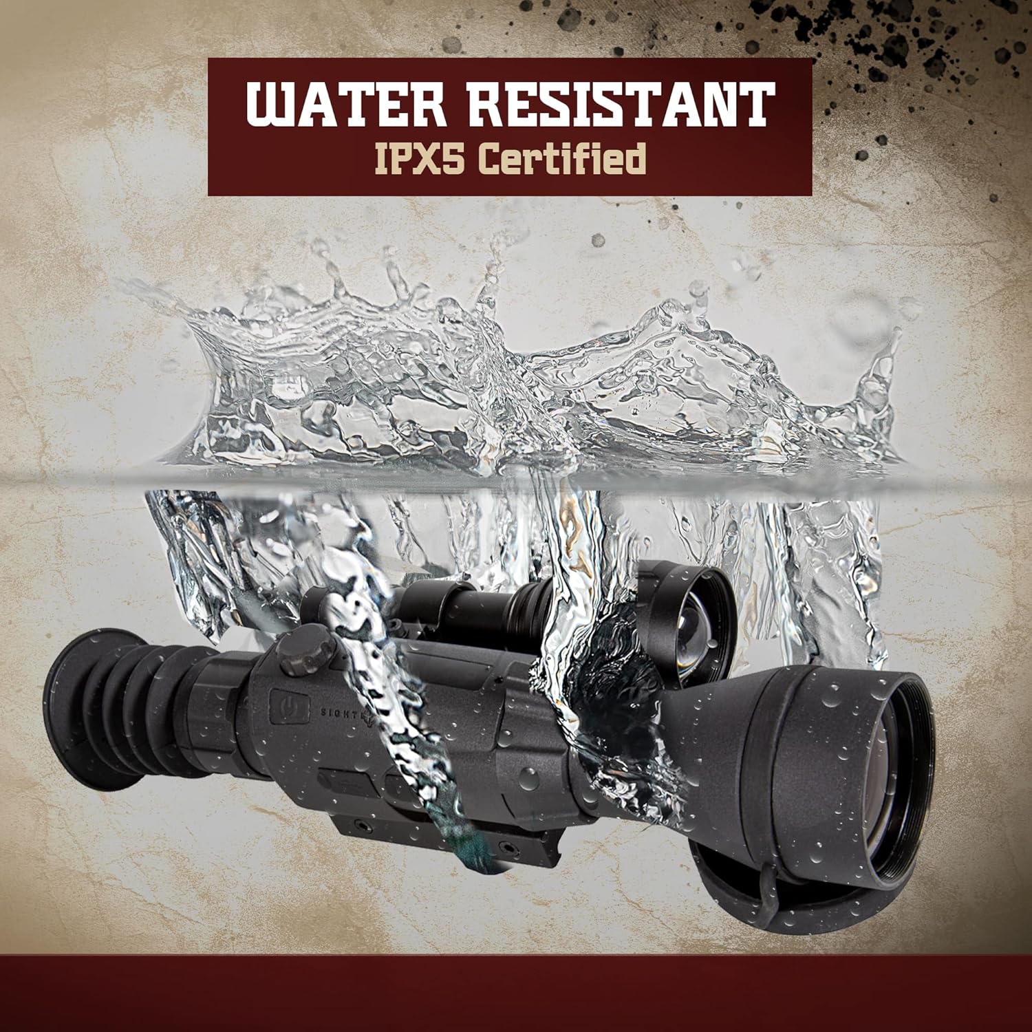 Sightmark Wraith 4K Max showing battery type and USB-C charging port with cable.