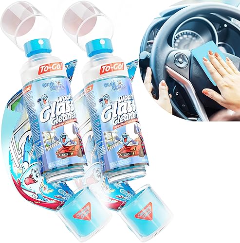 PeerBasics Gunk Getter - Botella de spray de viaje con tapa de microfibra - Limpiador de vidrio (paquete de 2)