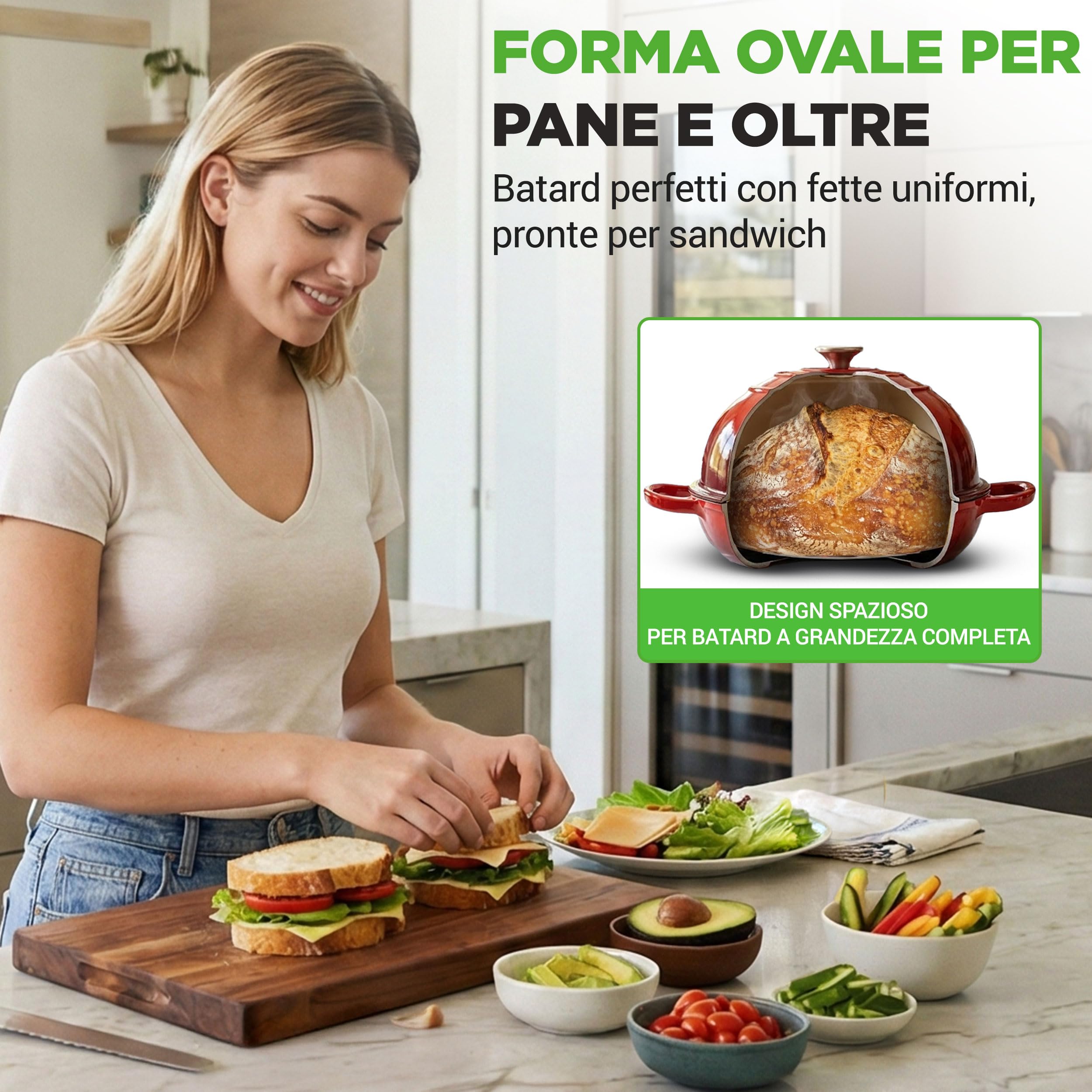 NutriChef Teglia per Pane in Cassetta 26x13 cm in Ghisa Smaltata a Cupola, Stampo Pane in Cassetta per Pollo Arrosto, Bistecca di Carne e Spezzatino di Manzo, Rosso