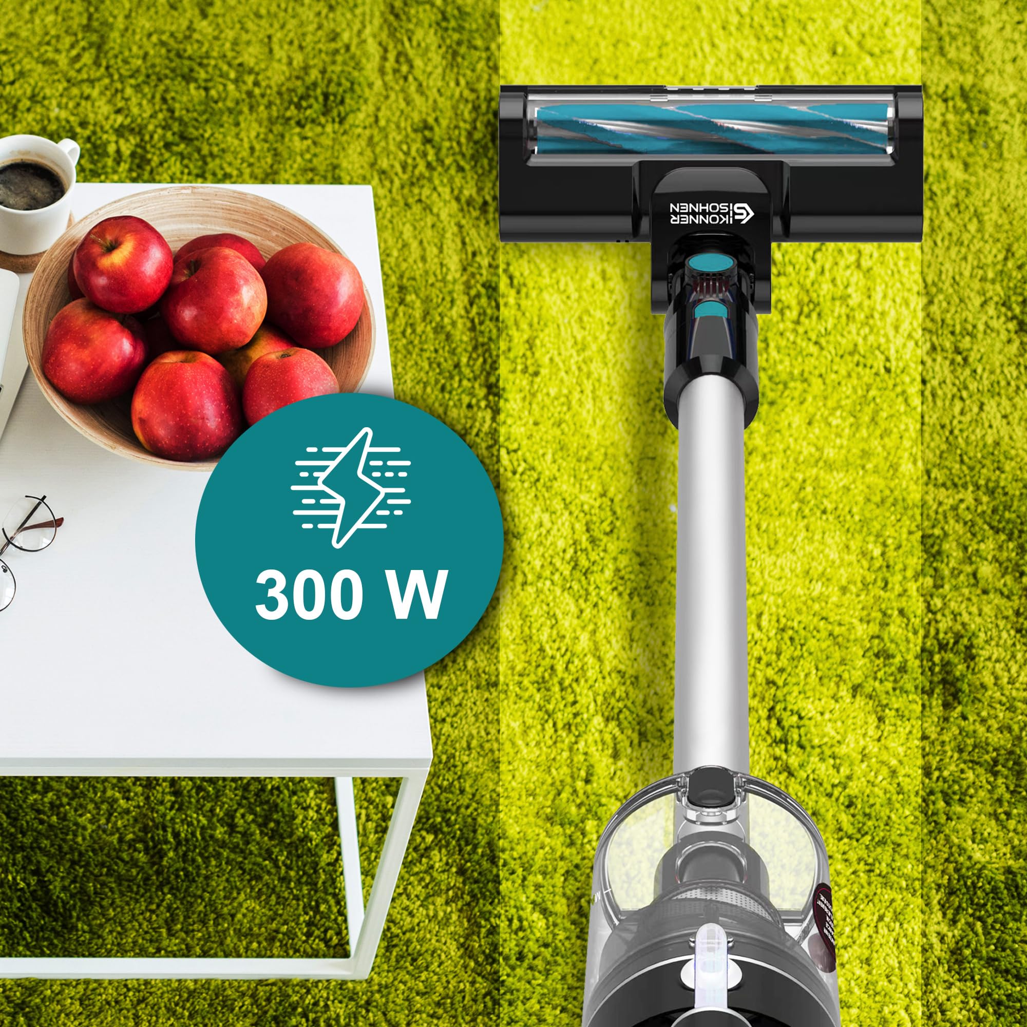 K&S Könner&Söhnen KS VC40 odkurzacz akumulatorowy, bezworkowy, 25000 Pa/300 W, akumulator ręczny, czas pracy do 45 min, bezprzewodowy odkurzacz z ssawką szczelinową i szczotką do kurzu, oświetlenie