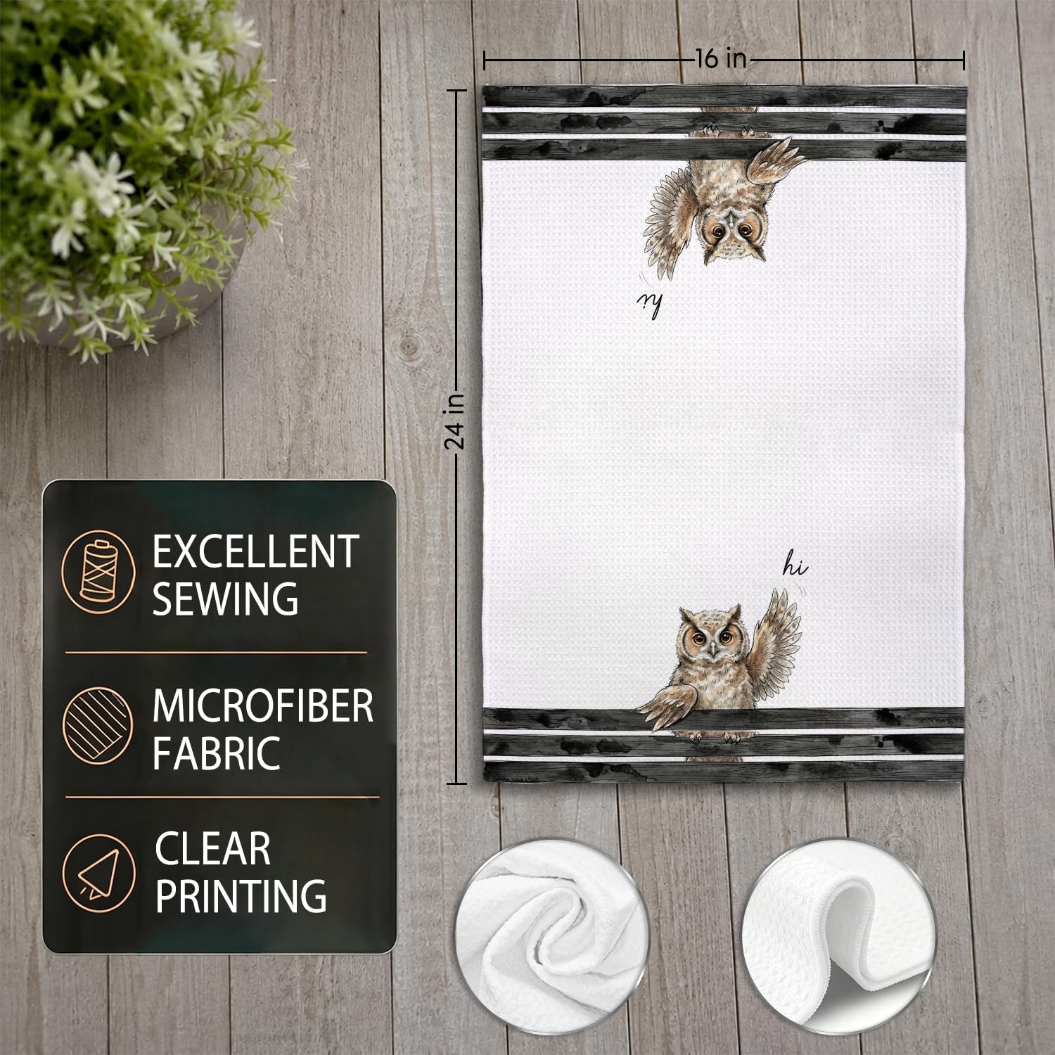 QIYUHOY Kawaii Owl Kitchen Towels,Animal Lover Gift,16x24 Inch image 3