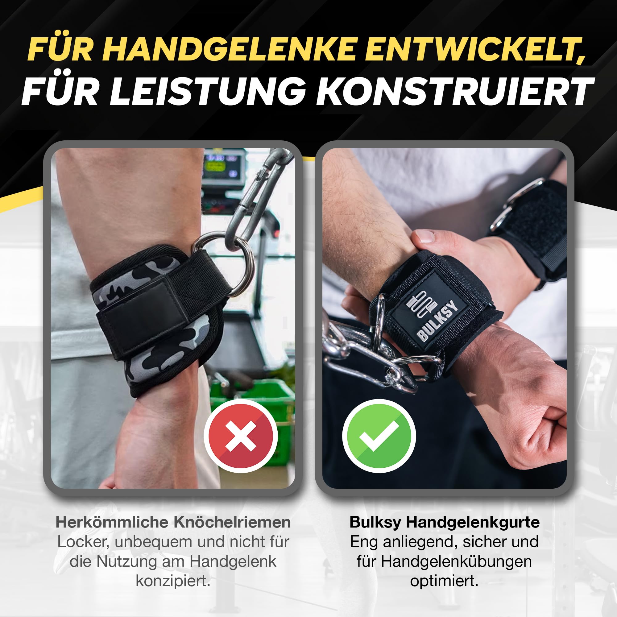 Handgelenk Bandagen Gym für Seilzüge - Wrist Cuffs Gym - Loop Straps - Handschlaufen Gym - Wrist Wraps - Handgelenkschlaufen Gym - Seitheben Schlaufe Handgelenk - Wrist Straps Fitness Zubehör Männer