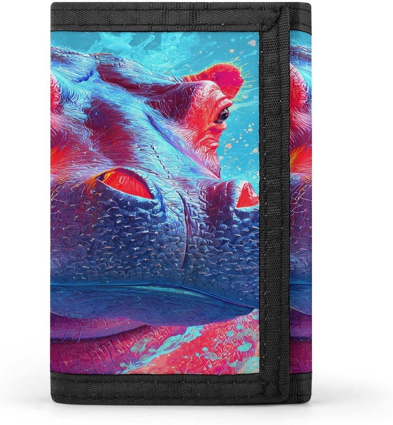 Colorful Hippo Painting Trifold Slim Wallet Front Pocket With Money Clip And ID Credit Card Slots For Travel Work