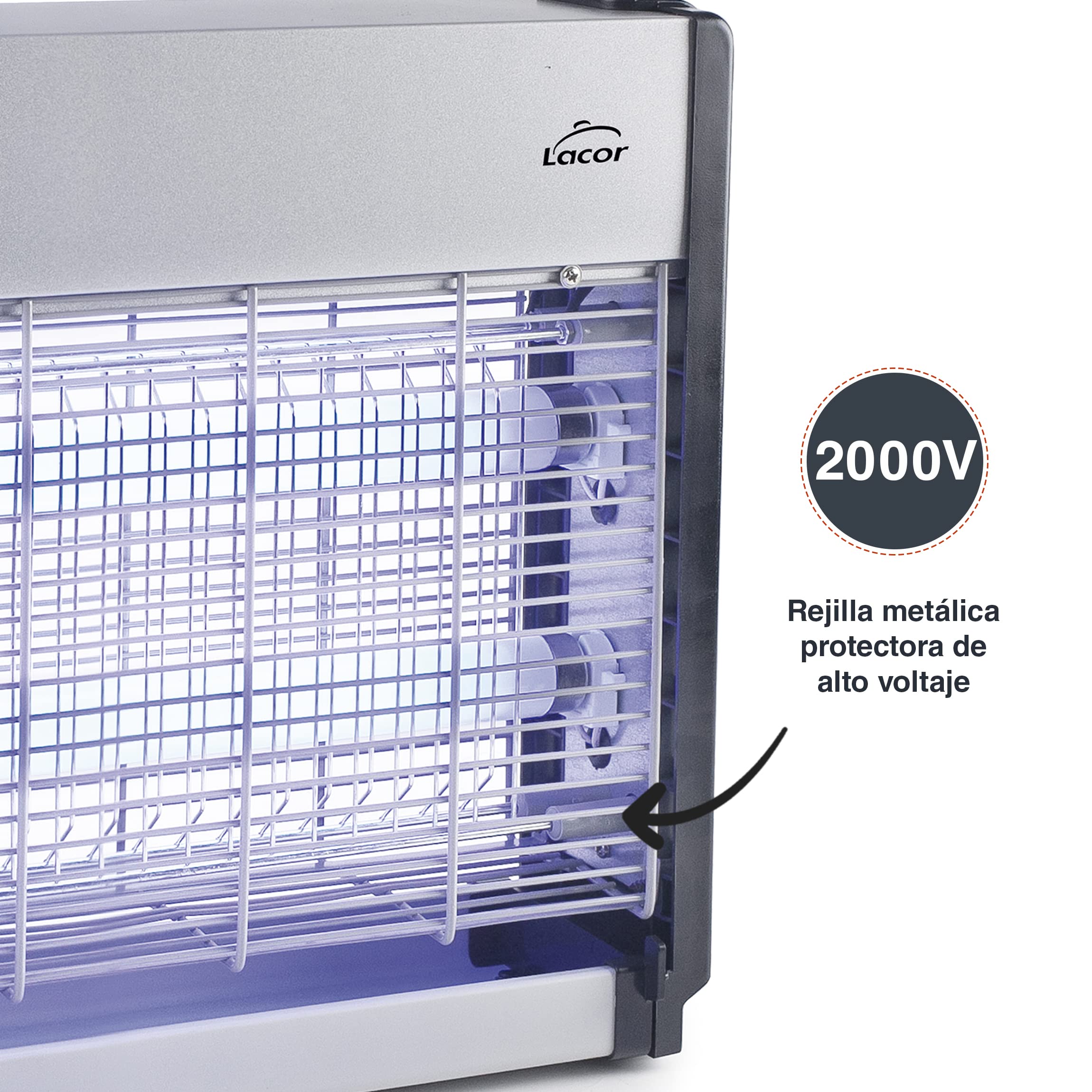 Lacor 39134 - Matamoscas Eléctrico Capter, Lámpara Antimosquitos | Para un uso práctico y profesional en cocina; perfecto para el día a día en hostelería y en casa, cómodo de usar y de guardar