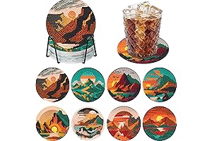 tigdtiu 8Pcs Diamond Art Painting Coasters with Holder,DIY Sunset Life Coaster Diamond...