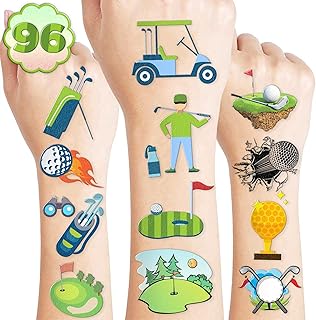 96PCS Golf Pre-Cut Temporary Tattoos for Kids - Sport-Themed Party Favors, Perfect for Birthday Parties, School Prizes, and Classroom Gifts for Boys & Girls (Normal)