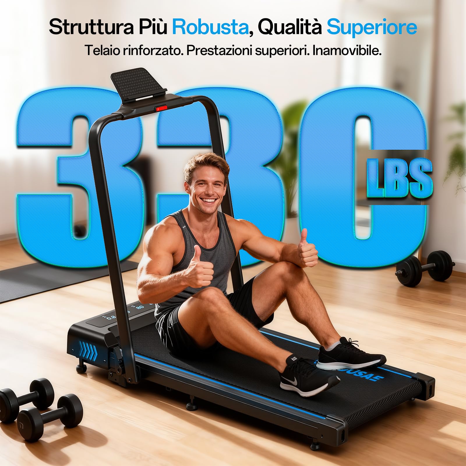 Tapis Roulant Elettrico Pieghevole, FOUSAE 5 in 1 Tapis Roulant con Inclinazione, Tapis roulant pieghevole da 12 km/h, App, Telecomando e Doppio Display LED, Nessuna Installazione Richiesta