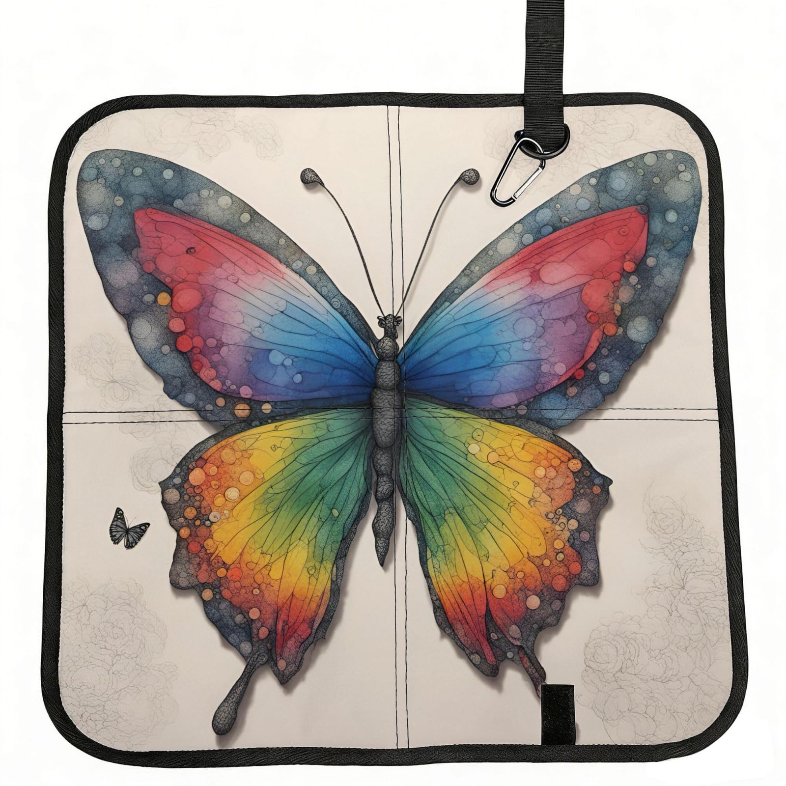 AYYQWE Rainbow Butterfly Print Foldable Seat Cushion Portable Chair Pad Office Commuting Picnic Camping Outdoor