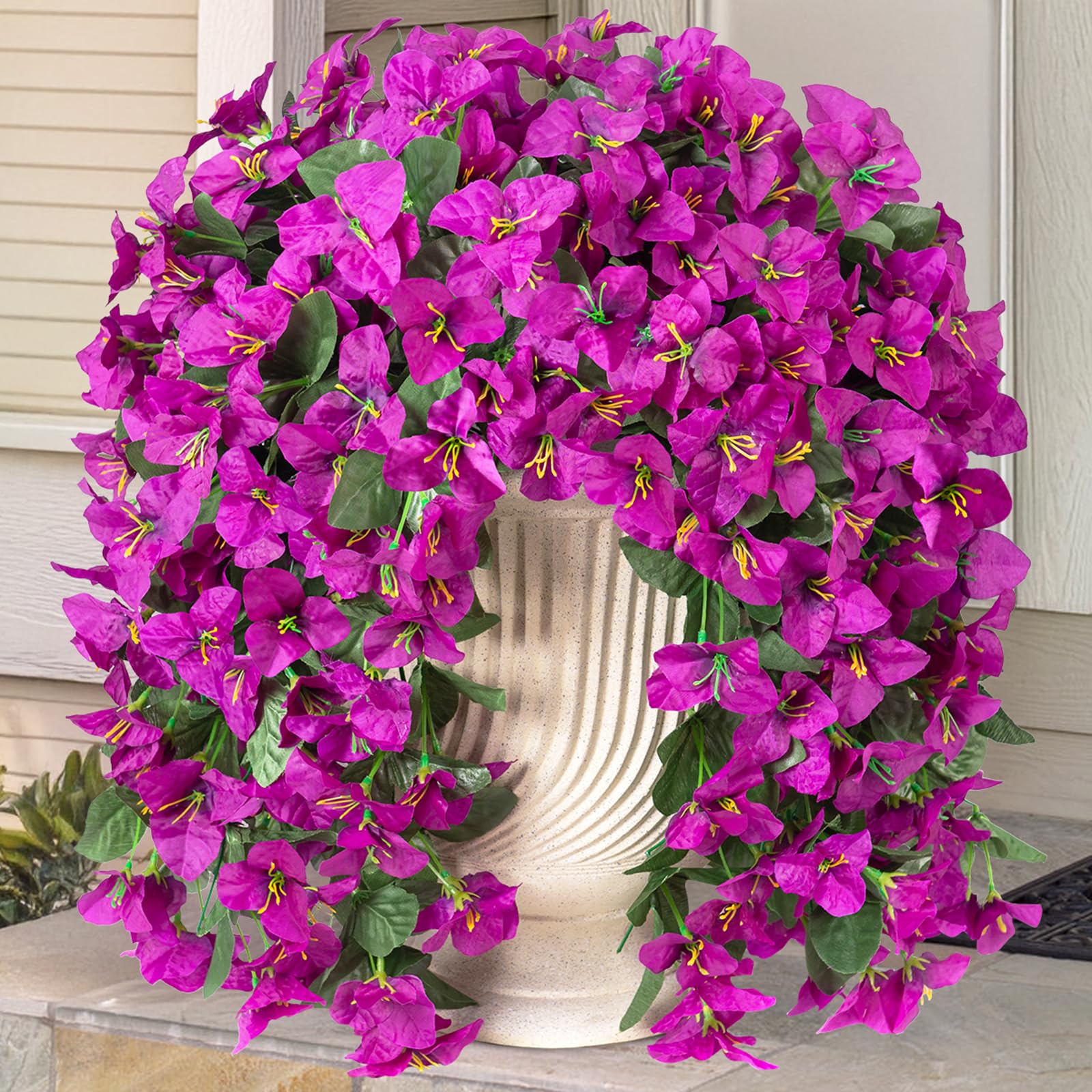 2-Pack Artificial Bougainvillea Vines - UV Resistant Fake Flowers For Outdoor Porch Decor - View #3