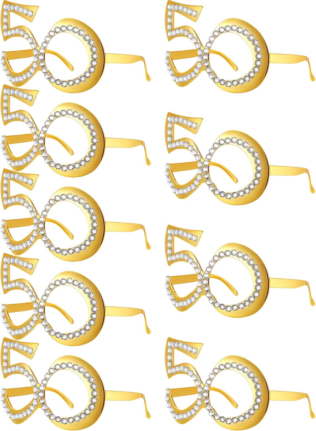 Frienda 9 Pairs 50th Birthday Glasses with Rhinestones Costume Sunglasses Novelty Eyewear Celebration Decoration