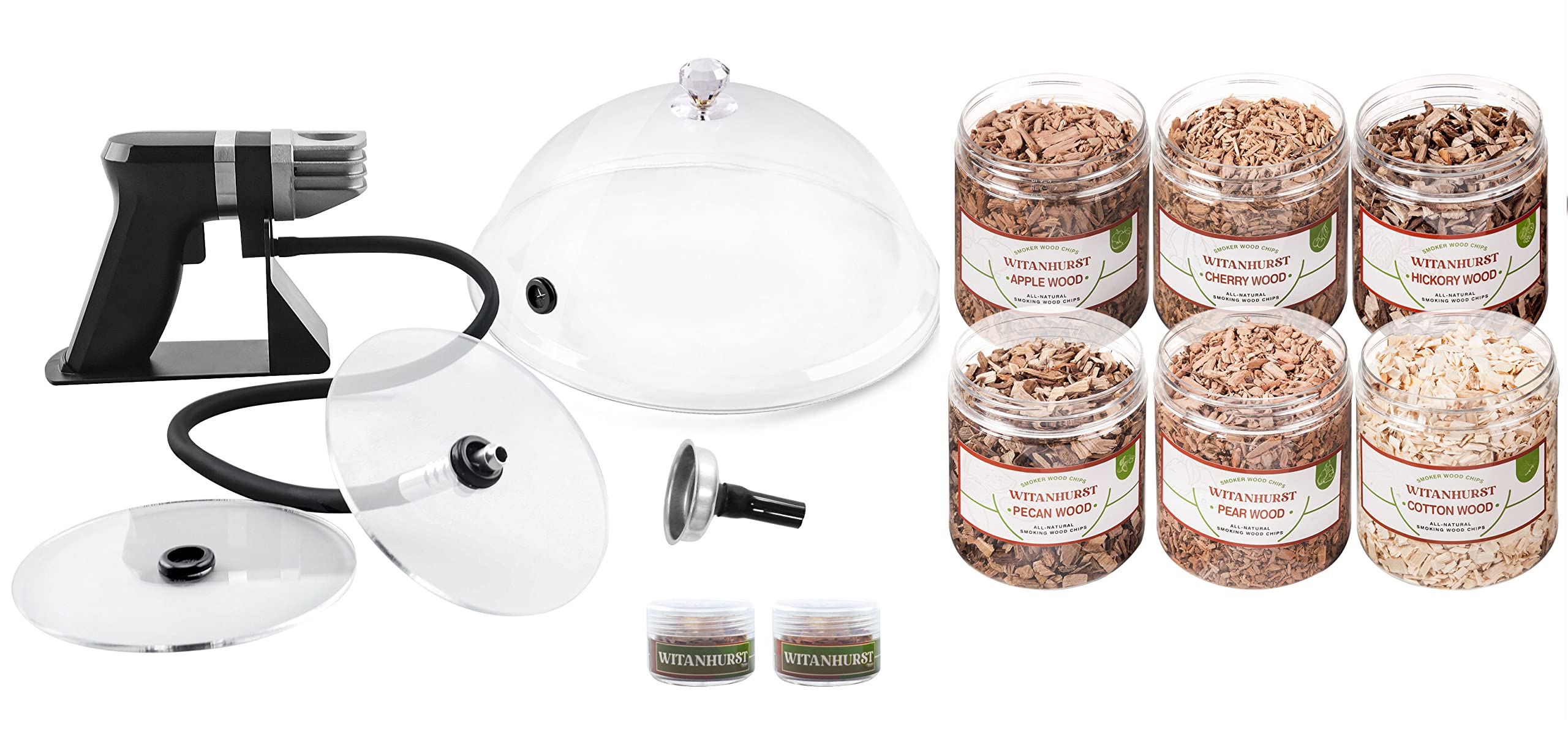 WITANHURST Cocktail Smoker Complete Kit + 6 Pcs Smoke Infuser Wood Chips