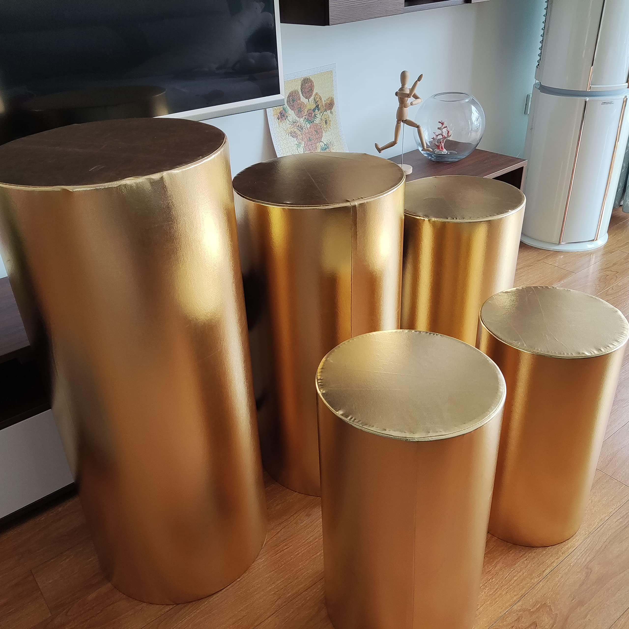 Pokrywy Cylindrów Na Przyjęcia Stoły Cylindryczne, Elastyczny Stojak Na Cylindry Obrusy Pokrowce Na Cokoły Pokrowce Na Cokoły Dla Dzieci Urodziny Dekoracje Na Imprezy Pokrycie Cokołu,Silver