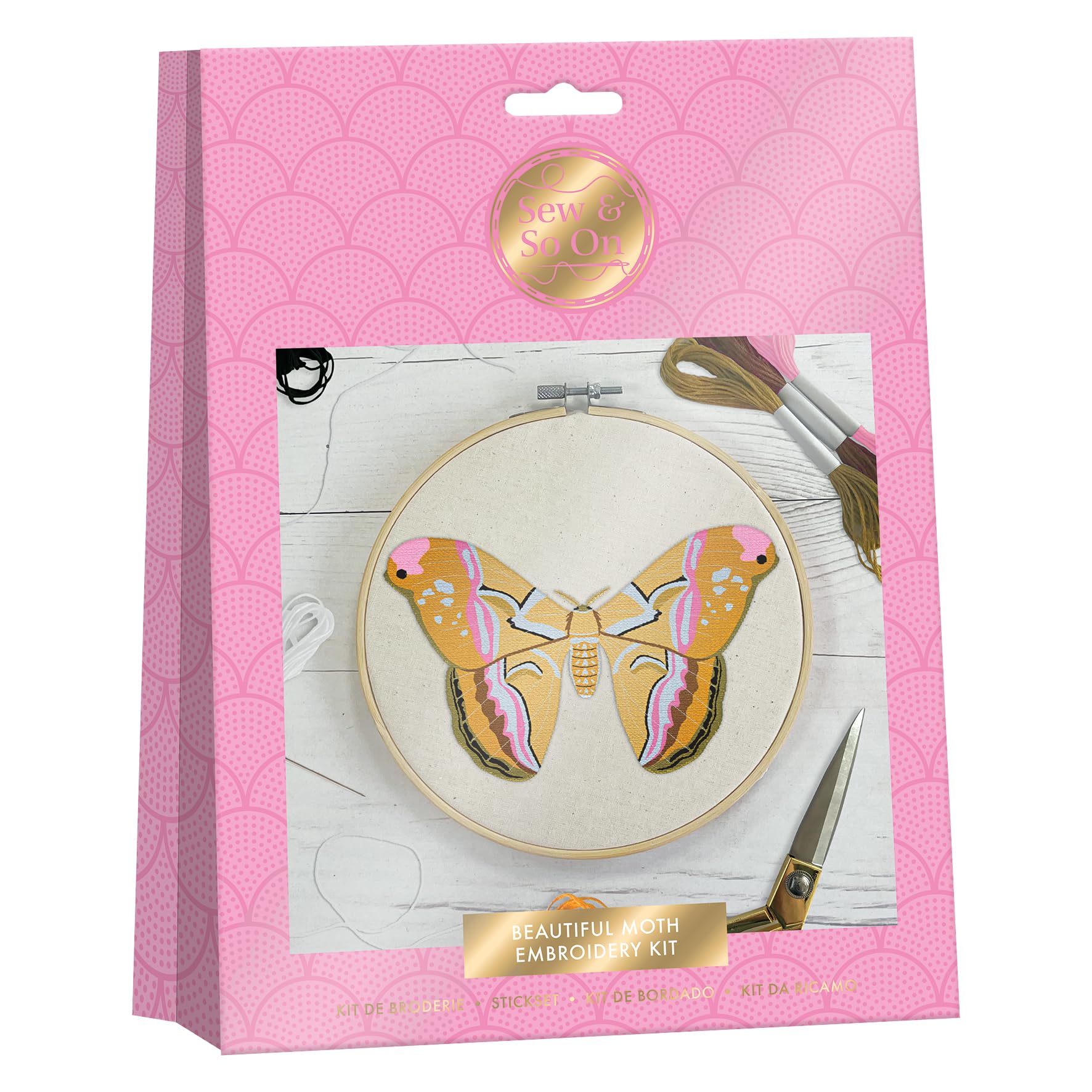 Sew & So On Beautiful Moth Sew And So On Premium Embroidery Kit, Embroidery & Cross Stitch Kit For Adult Beginners, Gift Idea With Patterns & Set
