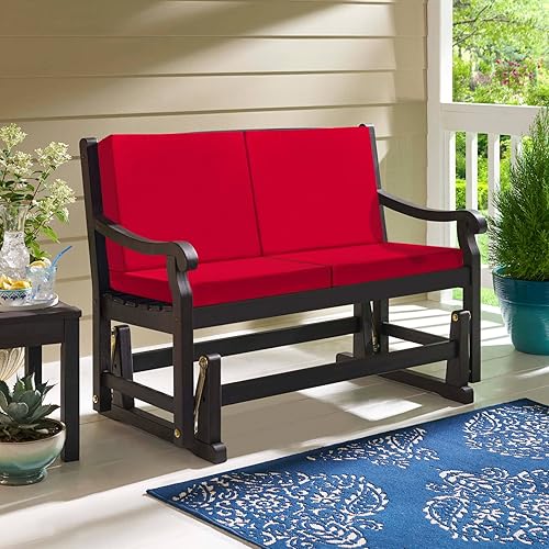 Miniatura 6 de Juego de 2 fundas de cojín de repuesto para exteriores, 25 x 25 x 5 pulgadas, repelentes al agua, resistentes a los rayos UV, color rojo