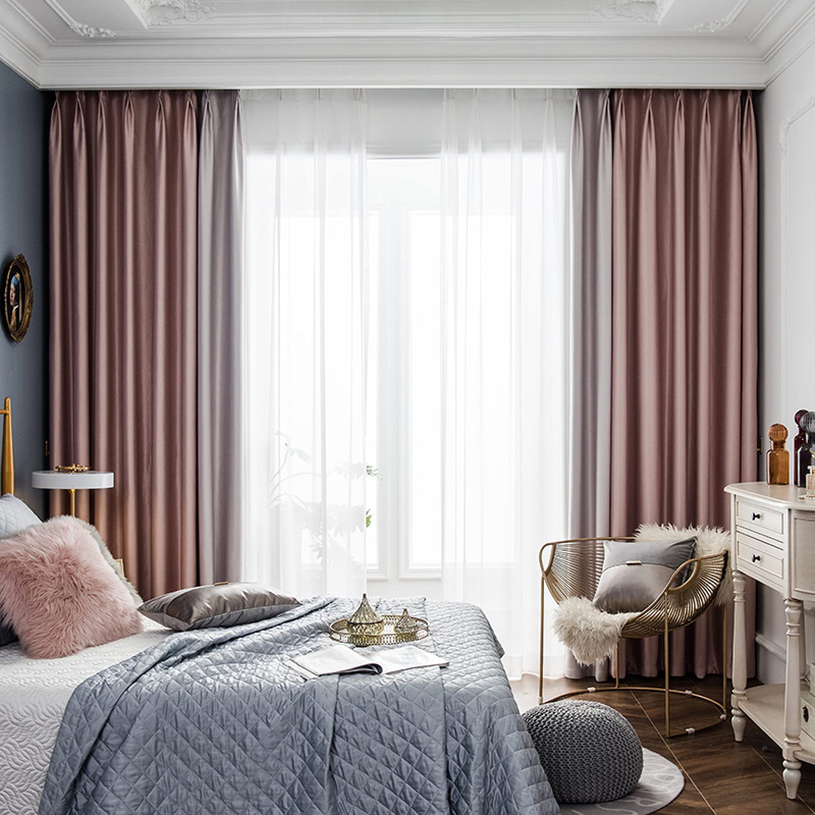 Amazon｜ブラックアウトウィンドウカーテン2つの一致するタイバックを