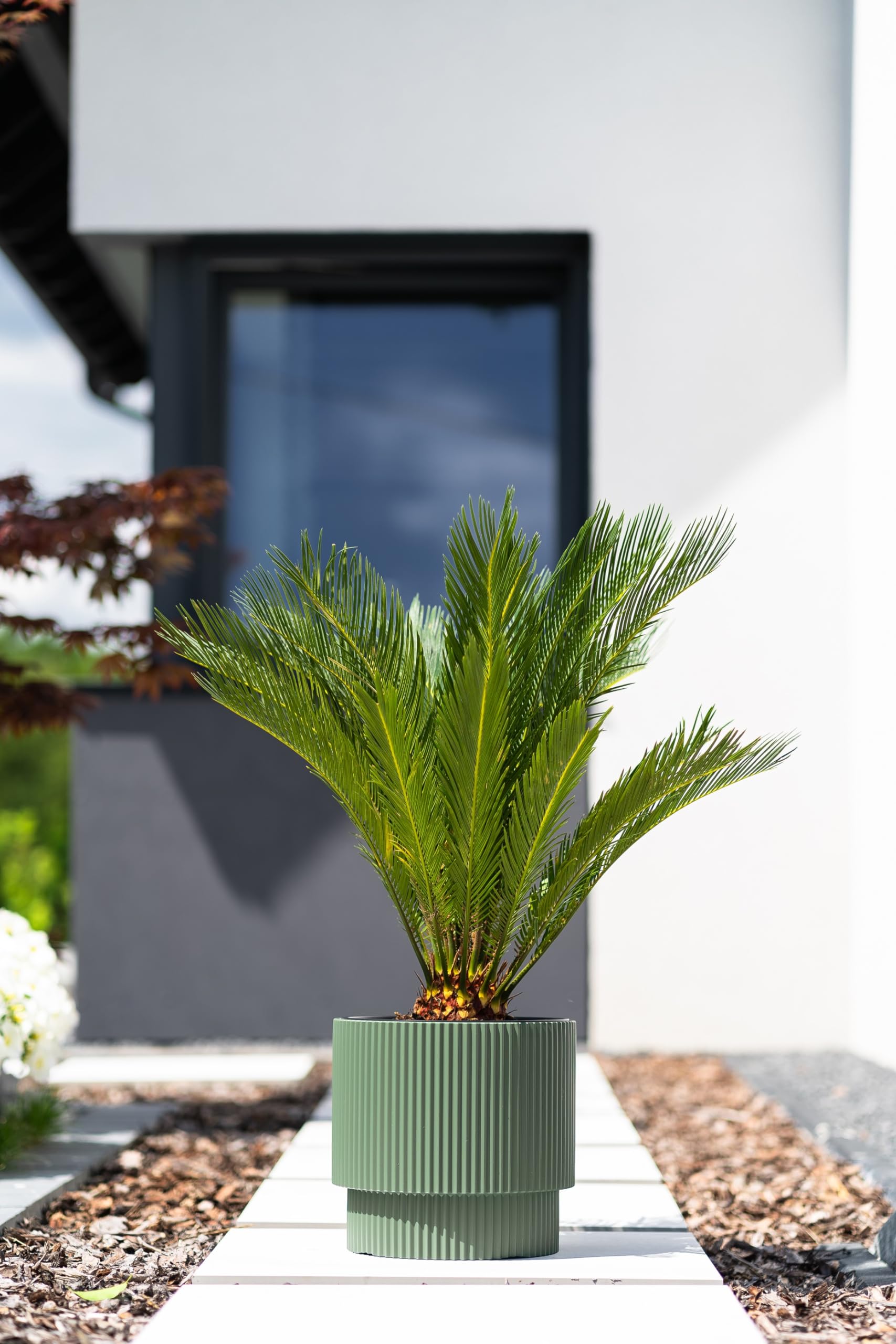 Tymar Pot de Fleurs avec Insert, Pot de Fleurs en Plastique, jardinière, Grand Pot de Plantes (DBMIN Grau,ø 40 cm)