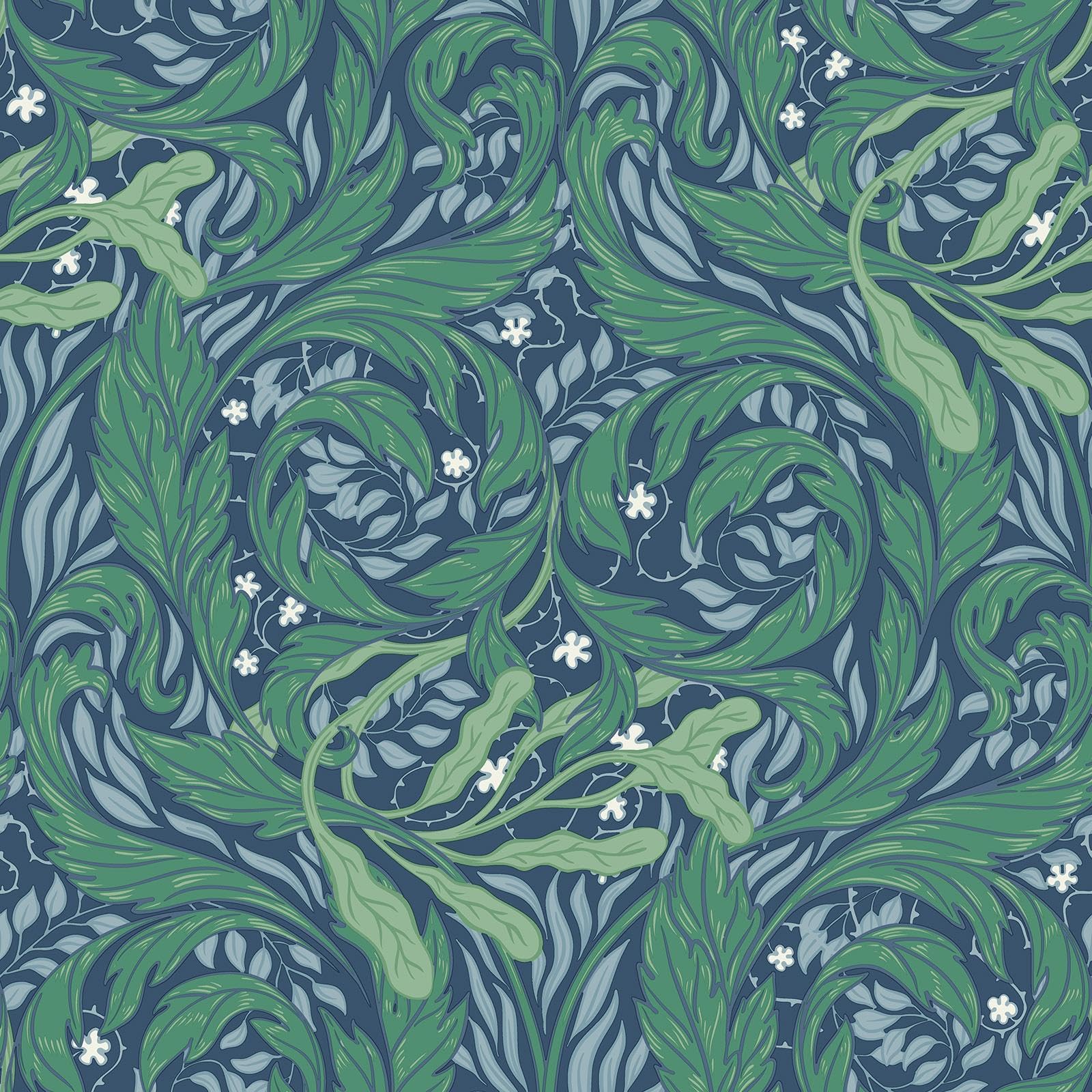 Muriva Vale Leaf Blue And Green Wallpaper