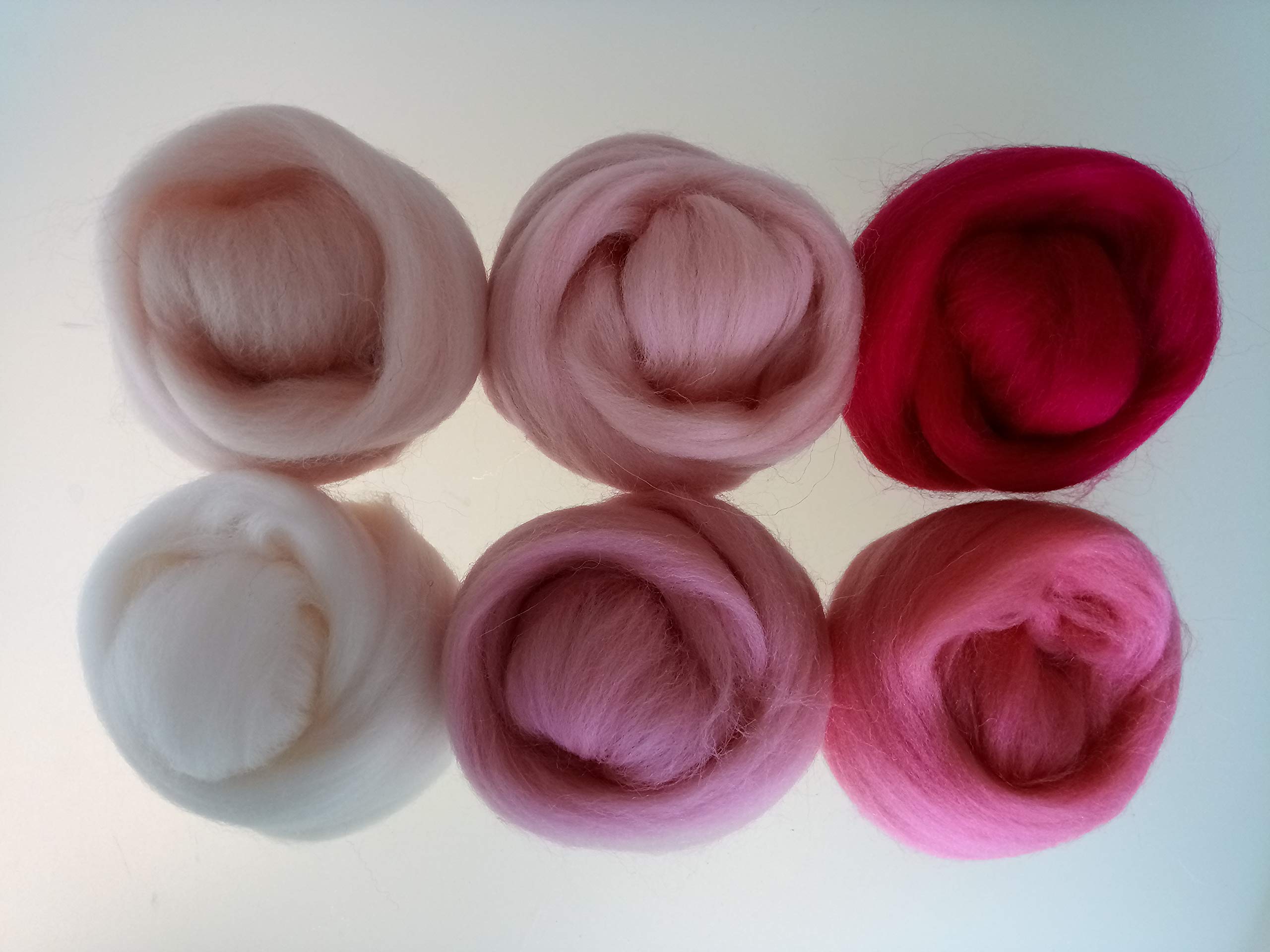 Pure Merino Wool Roving - Assorted Colours for Needle & Wet Felting, Spinning & Weaving, DIY Craft - 60 g Packs (Pink) - Image 3