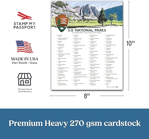 Miniatura 2 de Stamp My Passport Lista de verificación de parques nacionales, arte de pared de lista de deseos de viaje, póster sin marco de 8 x 10 pulgadas de los